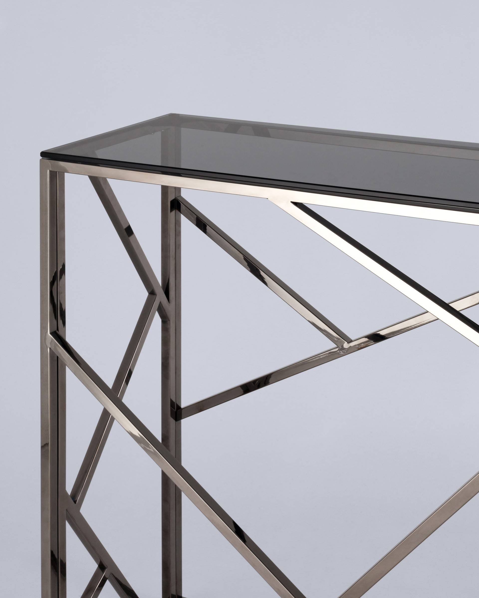 Консоль АРТ ДЕКО 115*30 стекло smoke сталь тёмный хром — изображение 6