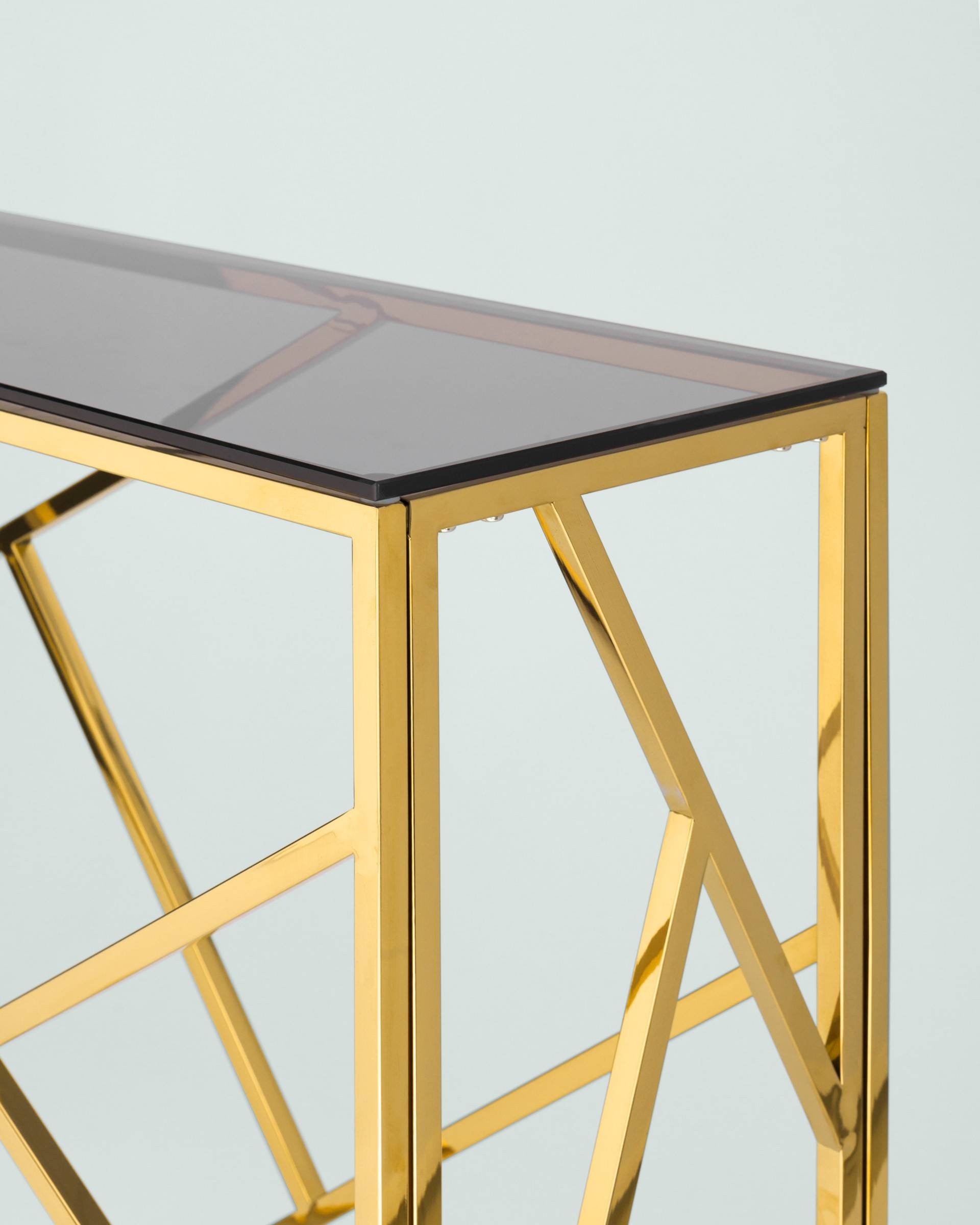 Консоль АРТ ДЕКО 115*30 золото стекло smoke — изображение 6