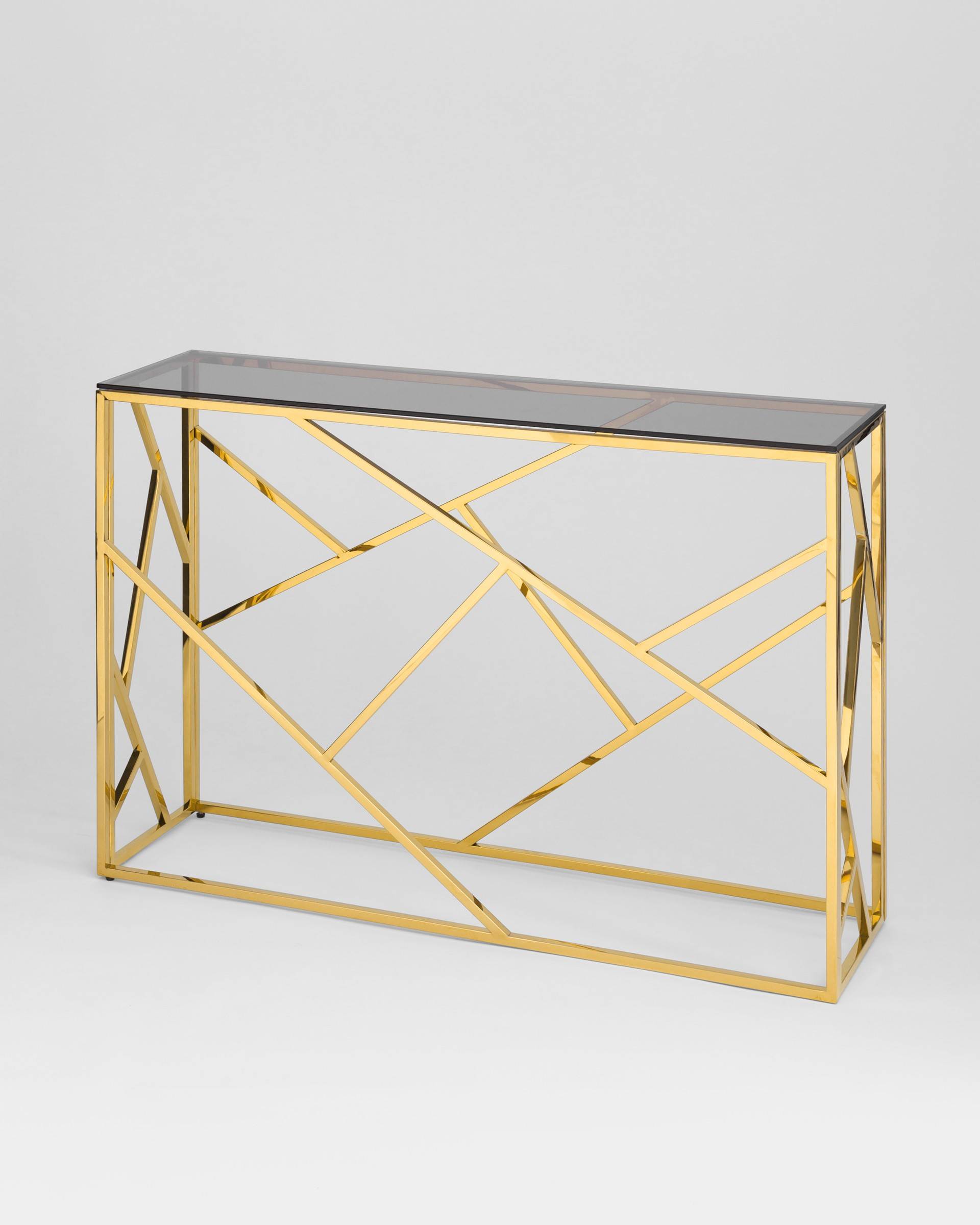 Консоль АРТ ДЕКО 115*30 золото стекло smoke — изображение 2