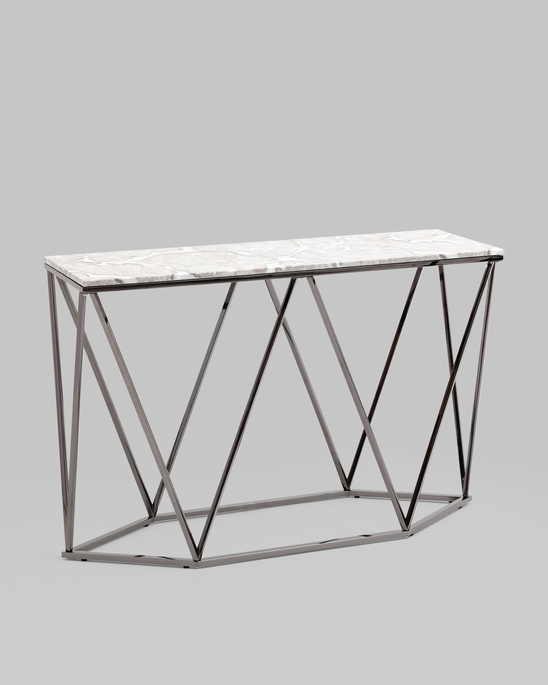 Консоль Авалон 122*41 серый мрамор сталь темный хром — изображение 2