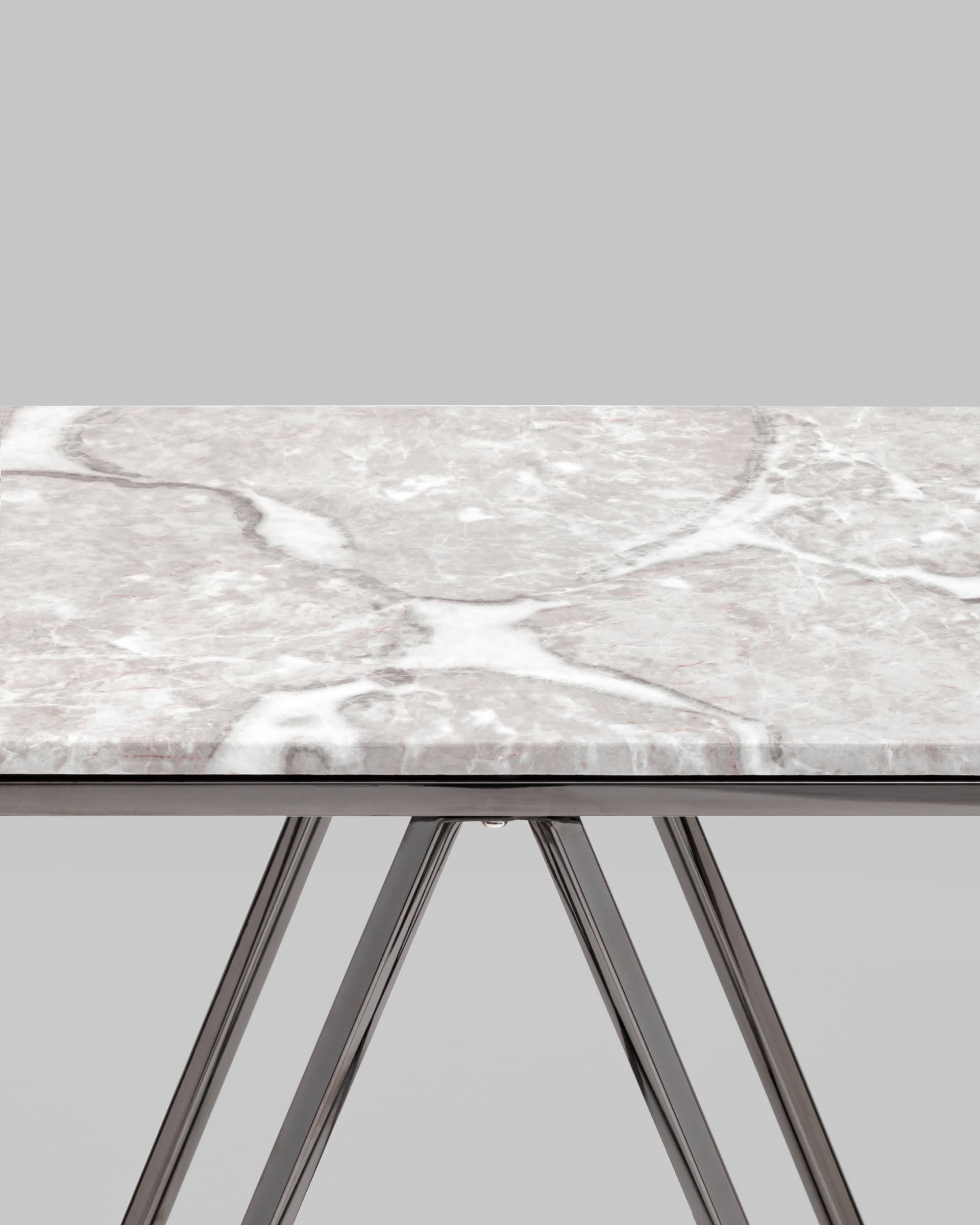 Консоль Авалон 122*41 серый мрамор сталь темный хром — изображение 8