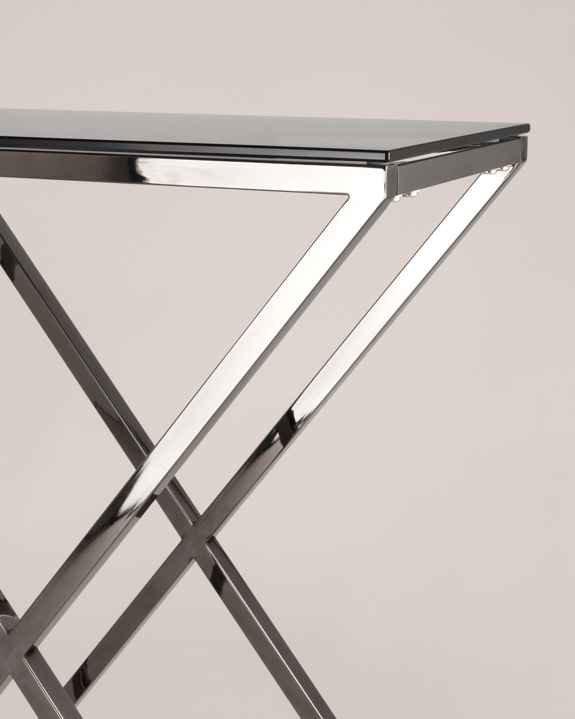 Консоль ИНСИГНИЯ 115*30 сталь темный хром стекло smoke — изображение 5