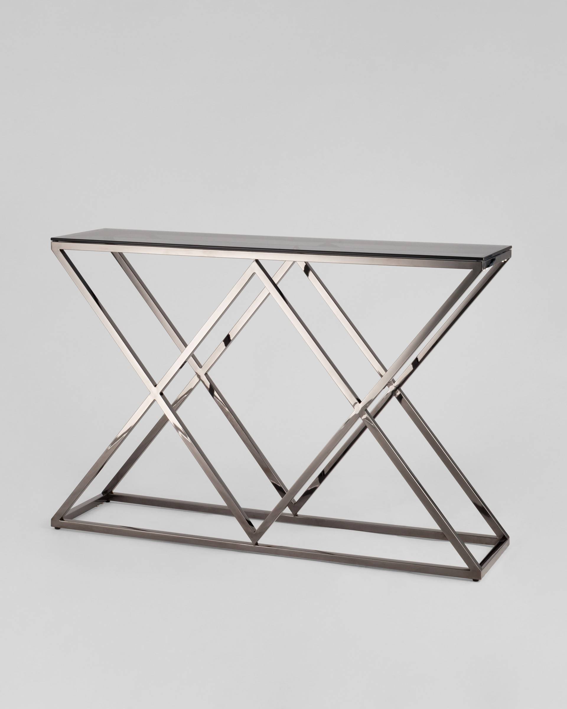 Консоль ИНСИГНИЯ 115*30 сталь темный хром стекло smoke — изображение 2