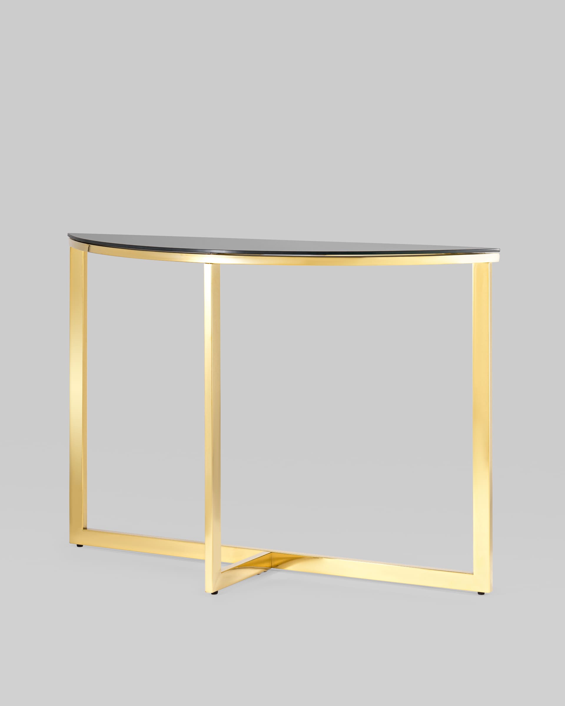 Консоль полукруглая АЛЬБА 115*30 золото стекло черное — изображение 2