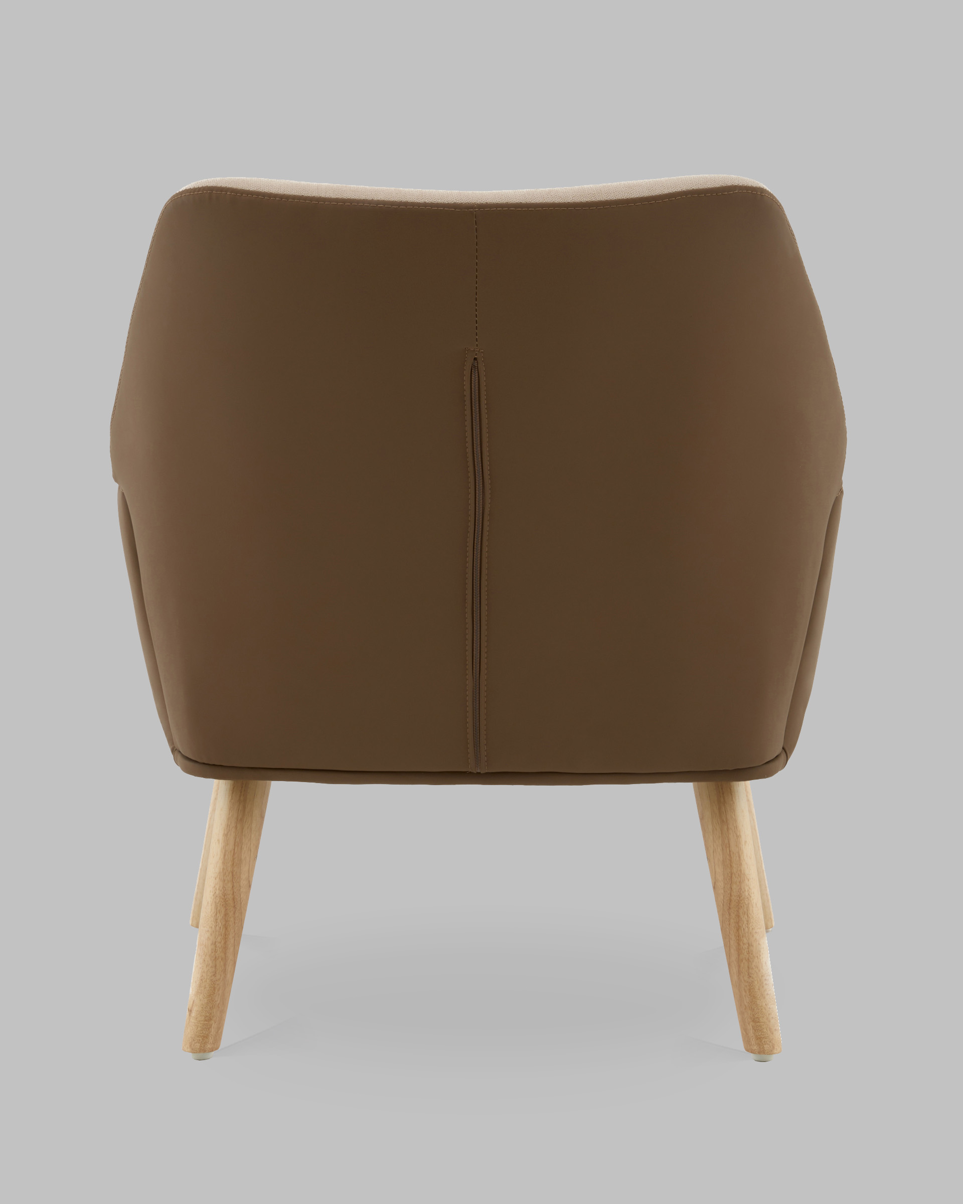 Кресло Харви бежевый с коричневой экокожей деревянные ножки — изображение 5