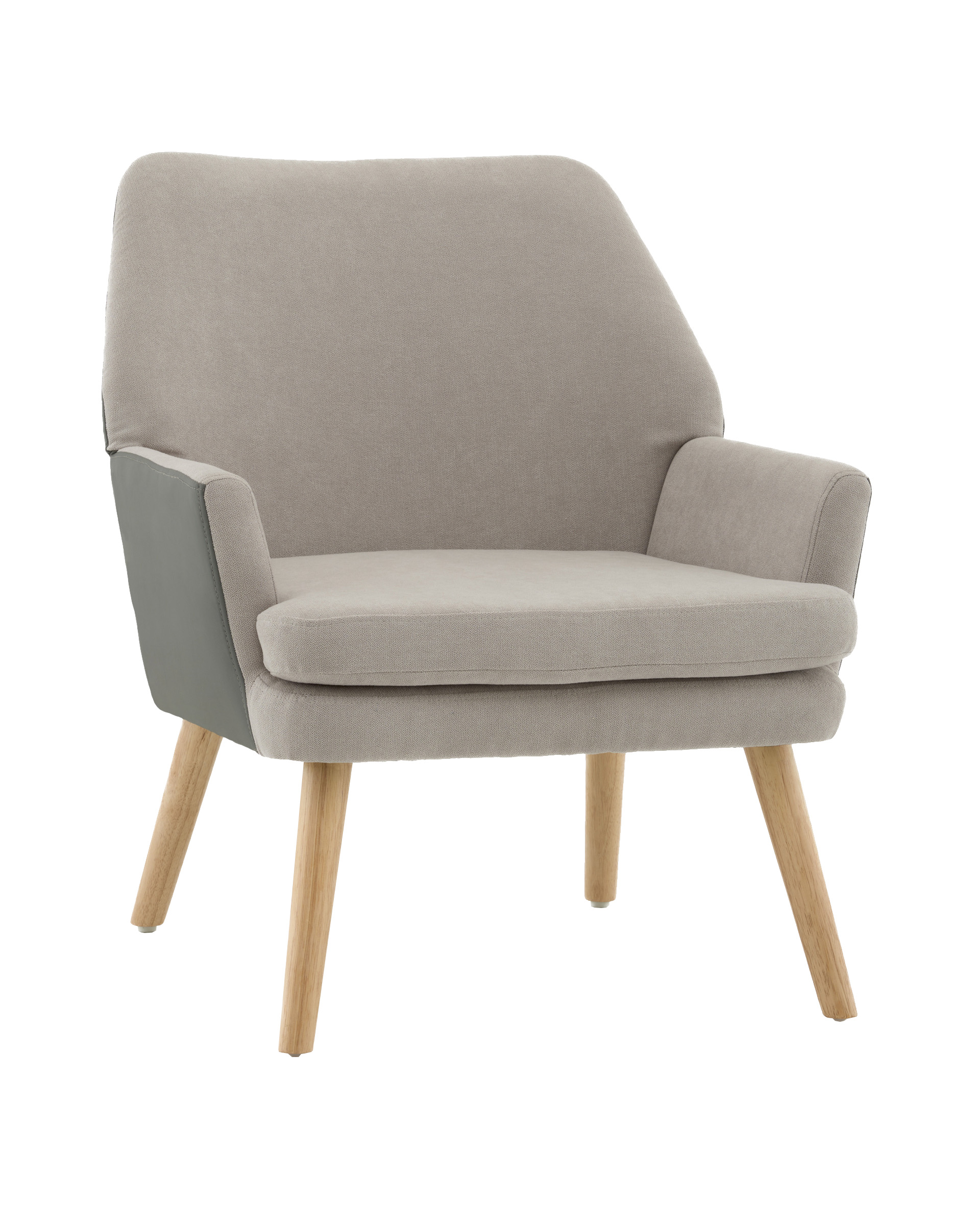 Кресло Харви серый с серой экокожей деревянные ножки