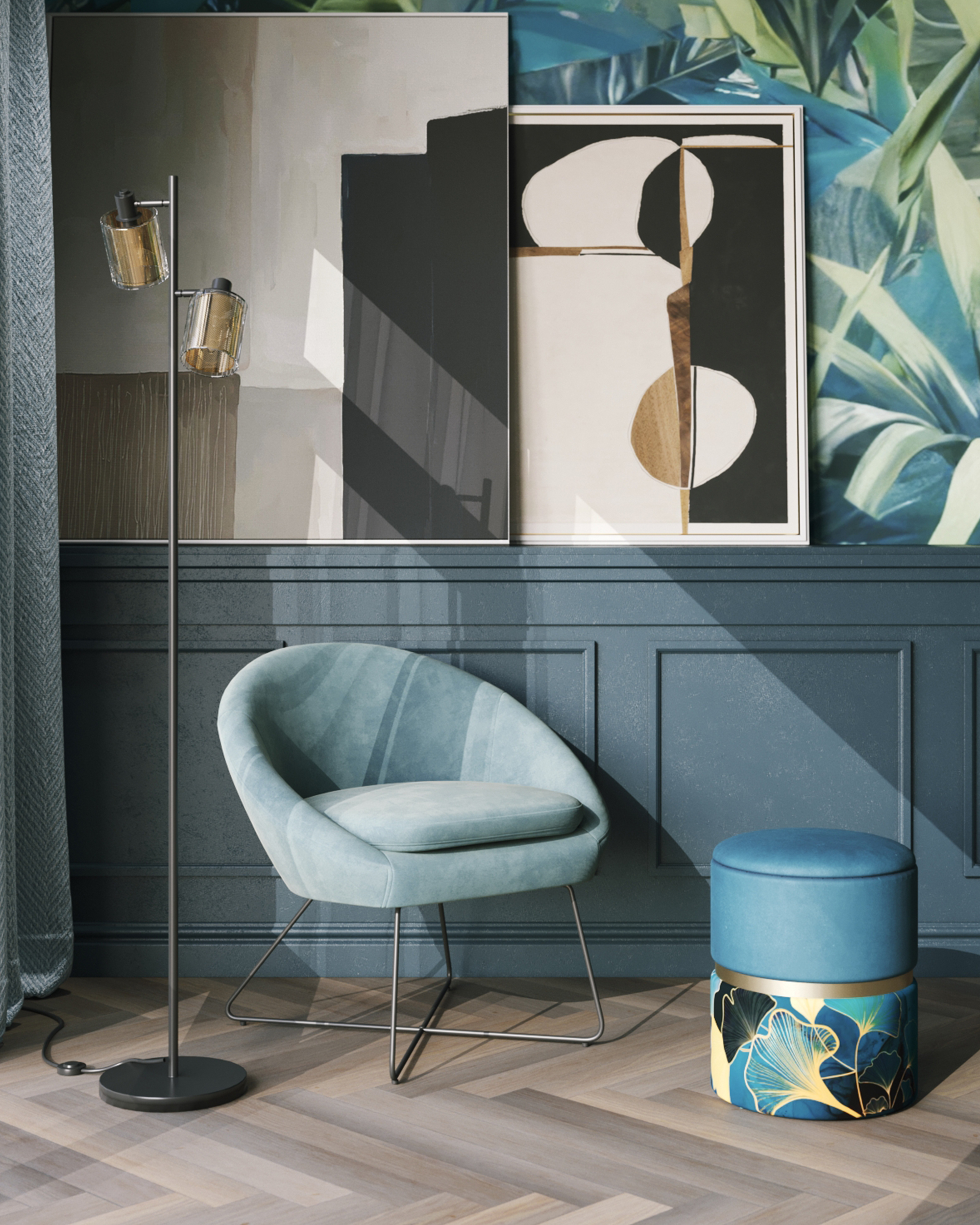 Пуф Кэрри с ящиком велюр Gingko — изображение 4