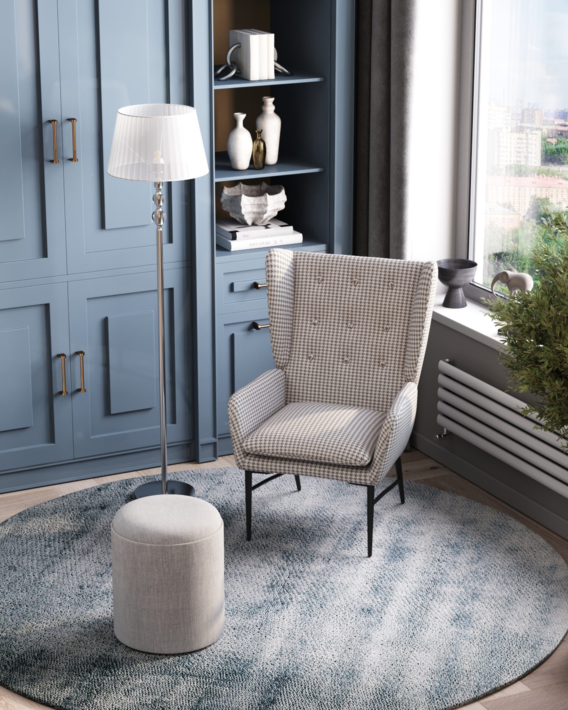 Пуф-столик с ящиком Хюгге S рогожка белый — изображение 4