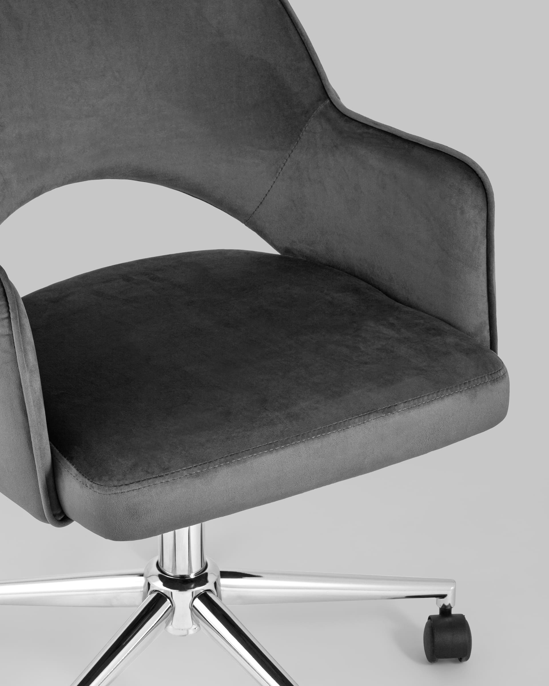 Кресло компьютерное Кларк велюр серый — изображение 10