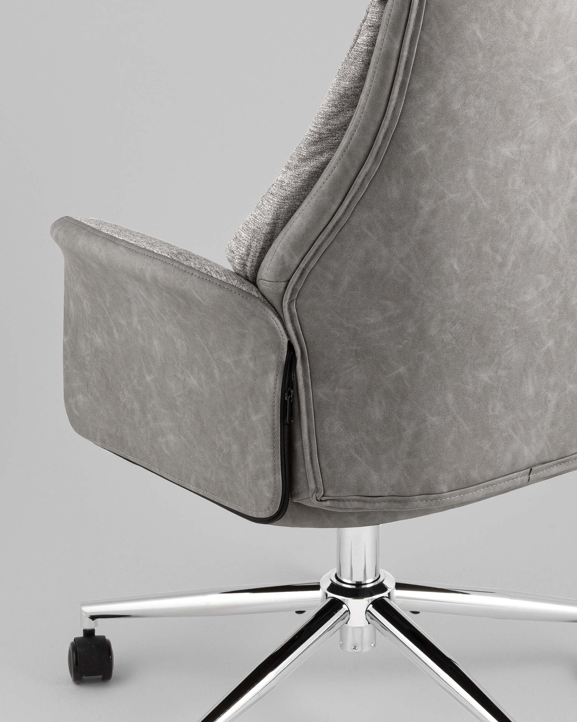 Кресло офисное TopChairs Neoma светло-серый экокожа ткань — изображение 7