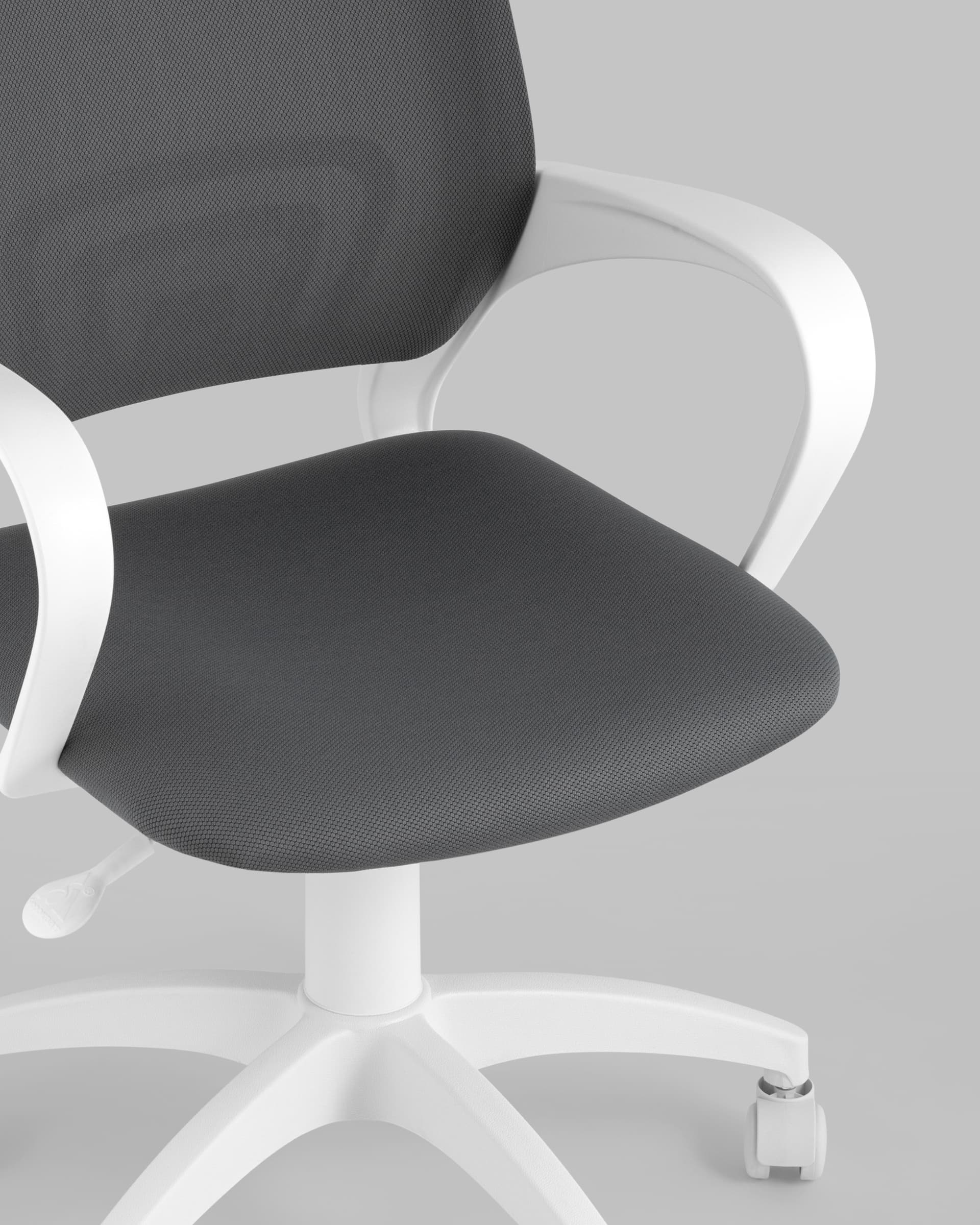 Кресло офисное Topchairs ST-BASIC-W серая ткань крестовина белый пластик — изображение 9