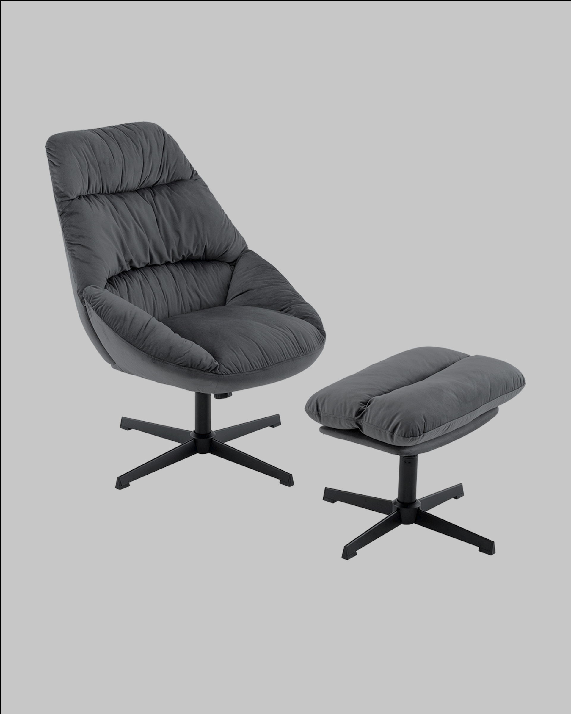 Кресло Оррелл серый с оттоманкой — изображение 2