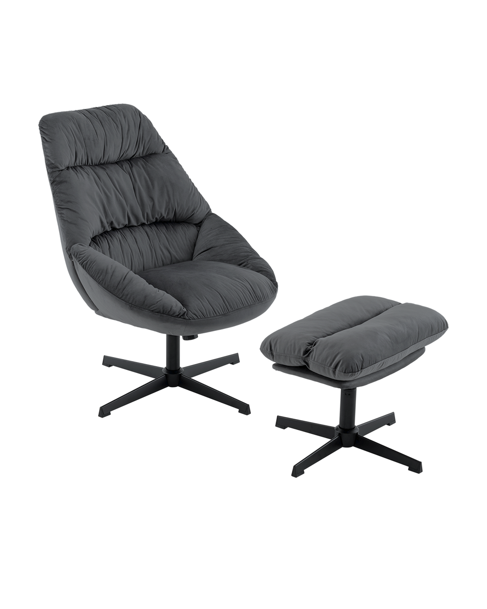 Кресло Оррелл серый с оттоманкой