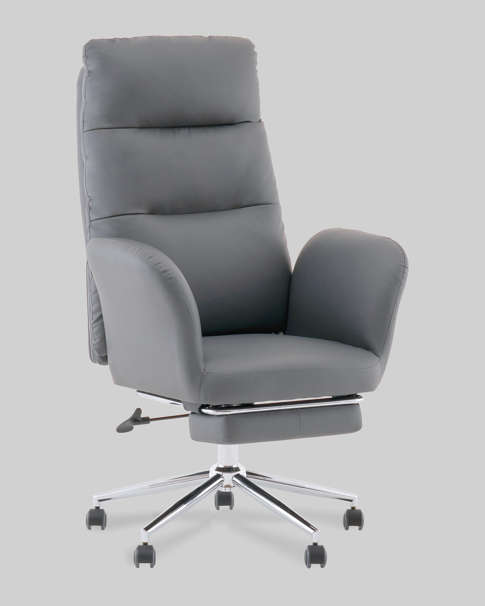 Кресло руководителя TopChairs Solid с оттоманкой серый — изображение 2