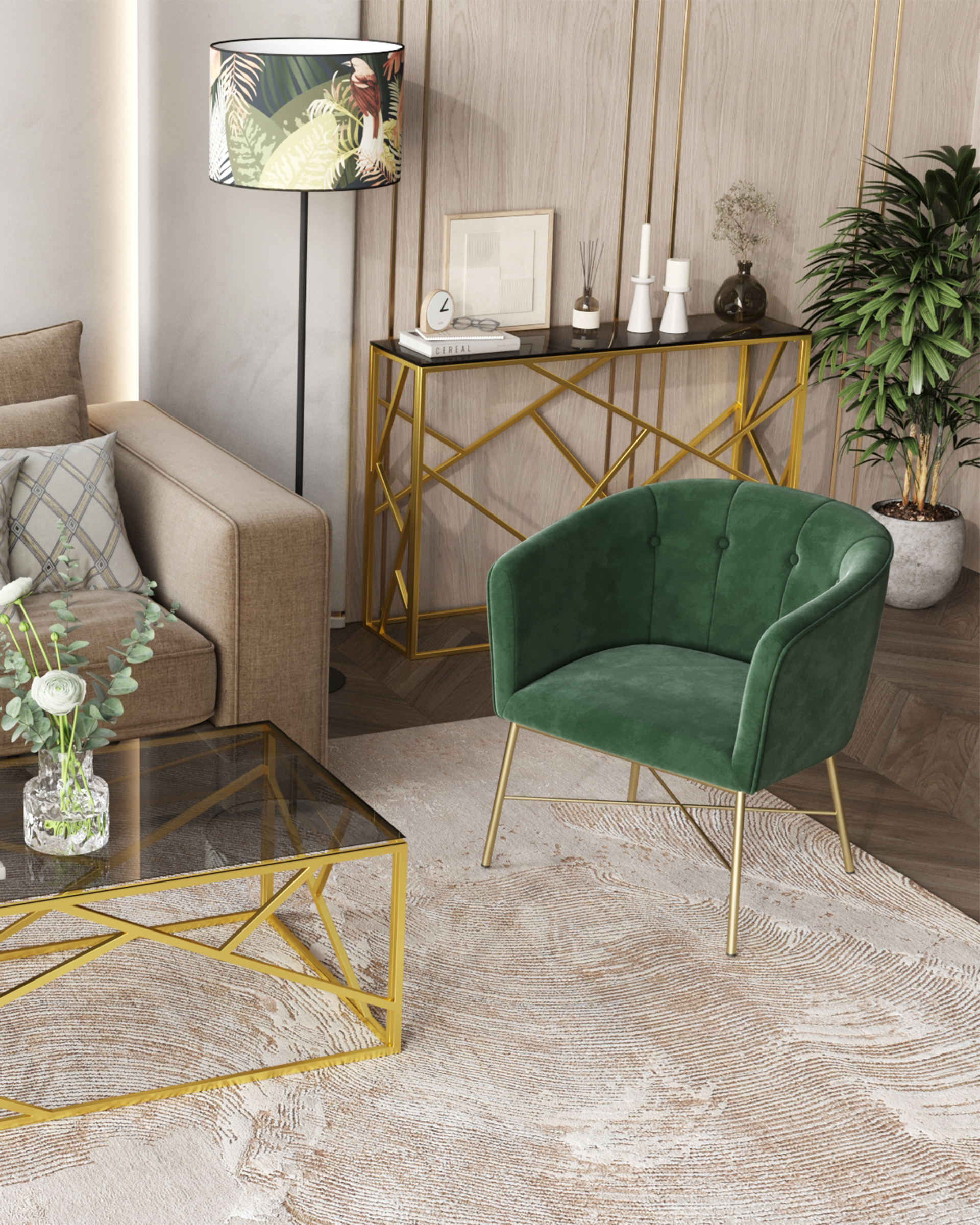 Консоль АРТ ДЕКО 115*30 золото стекло smoke — изображение 4