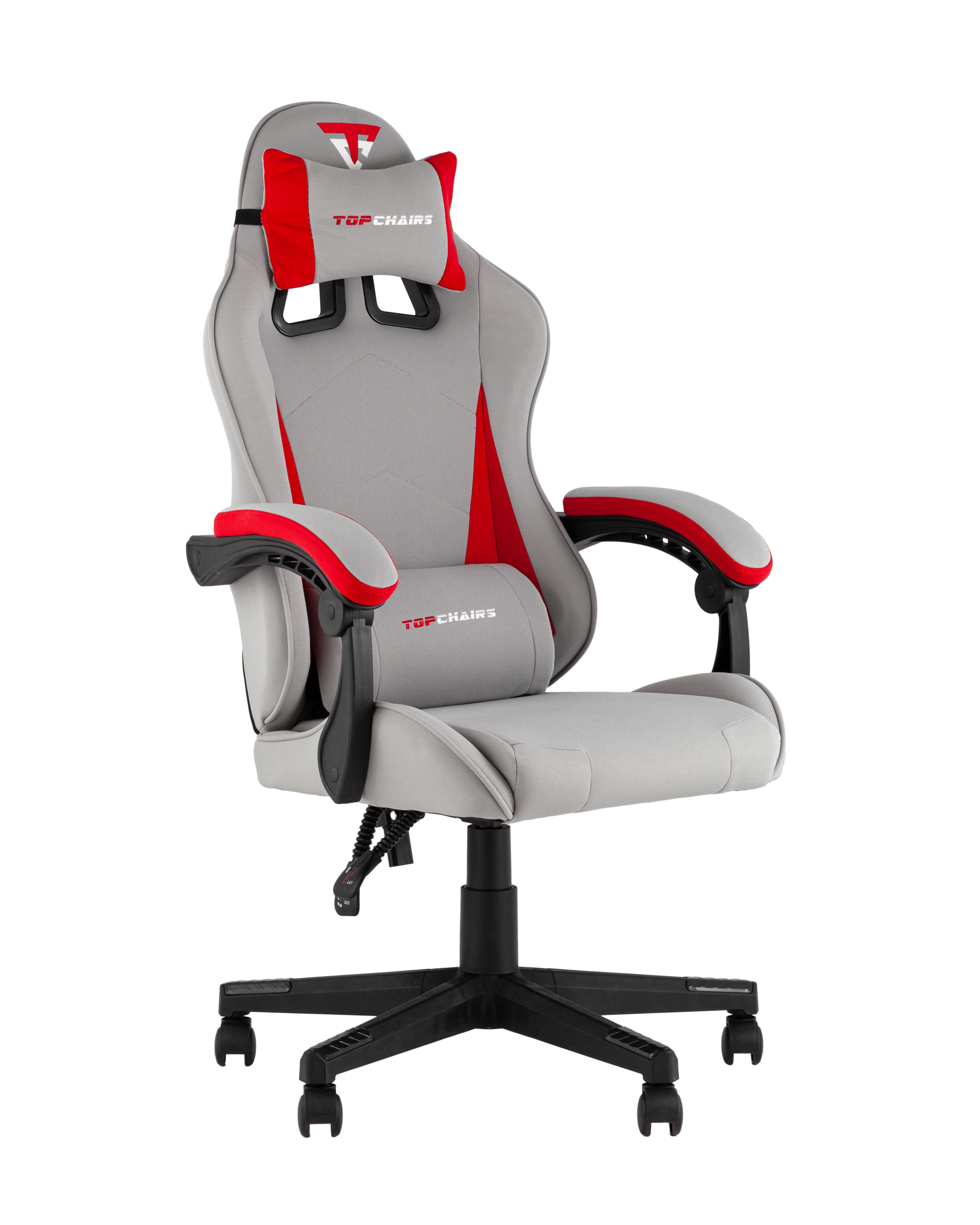 Кресло спортивное TopChairs Phantom ткань серо-красный