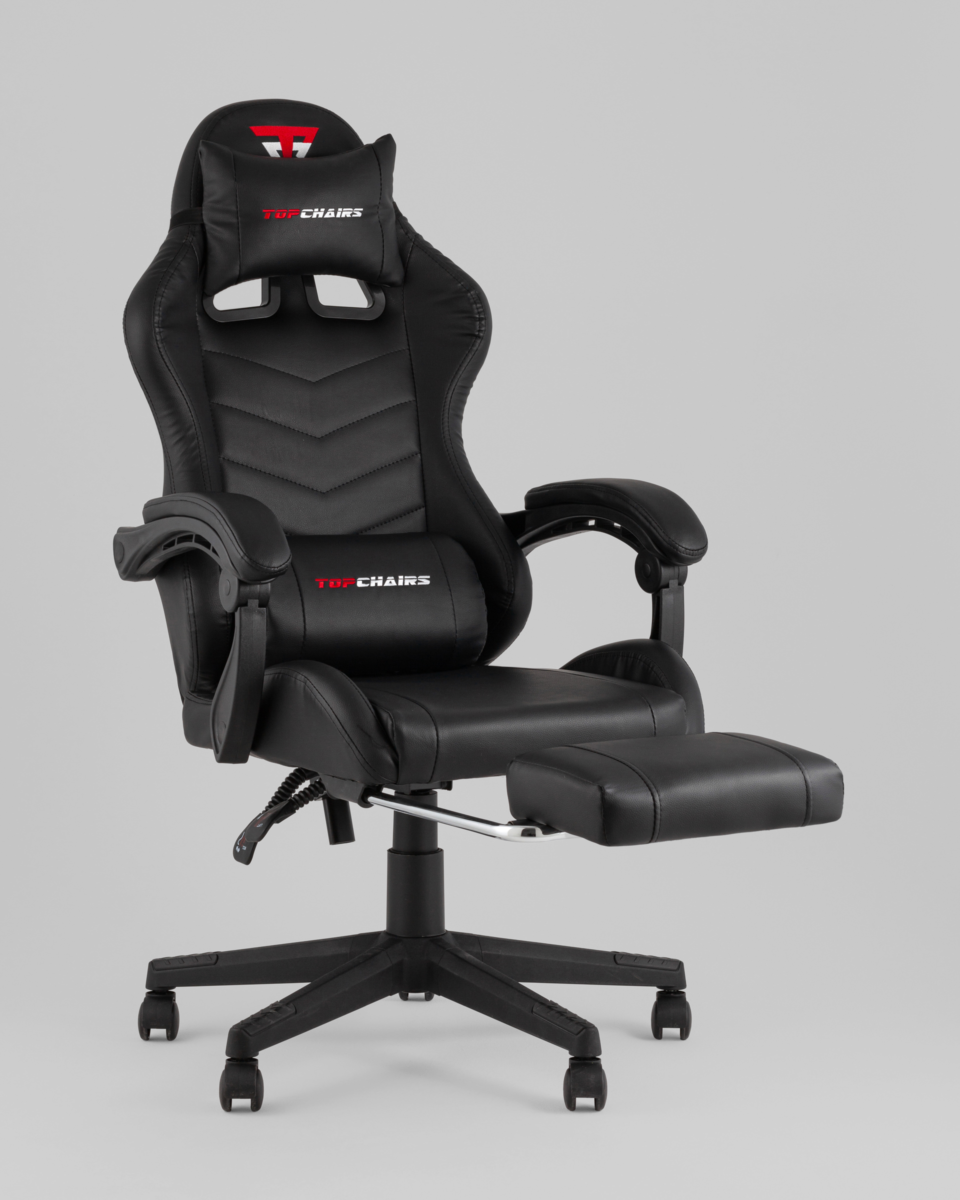 Кресло спортивное TopChairs Prophet с оттоманкой черный — изображение 6