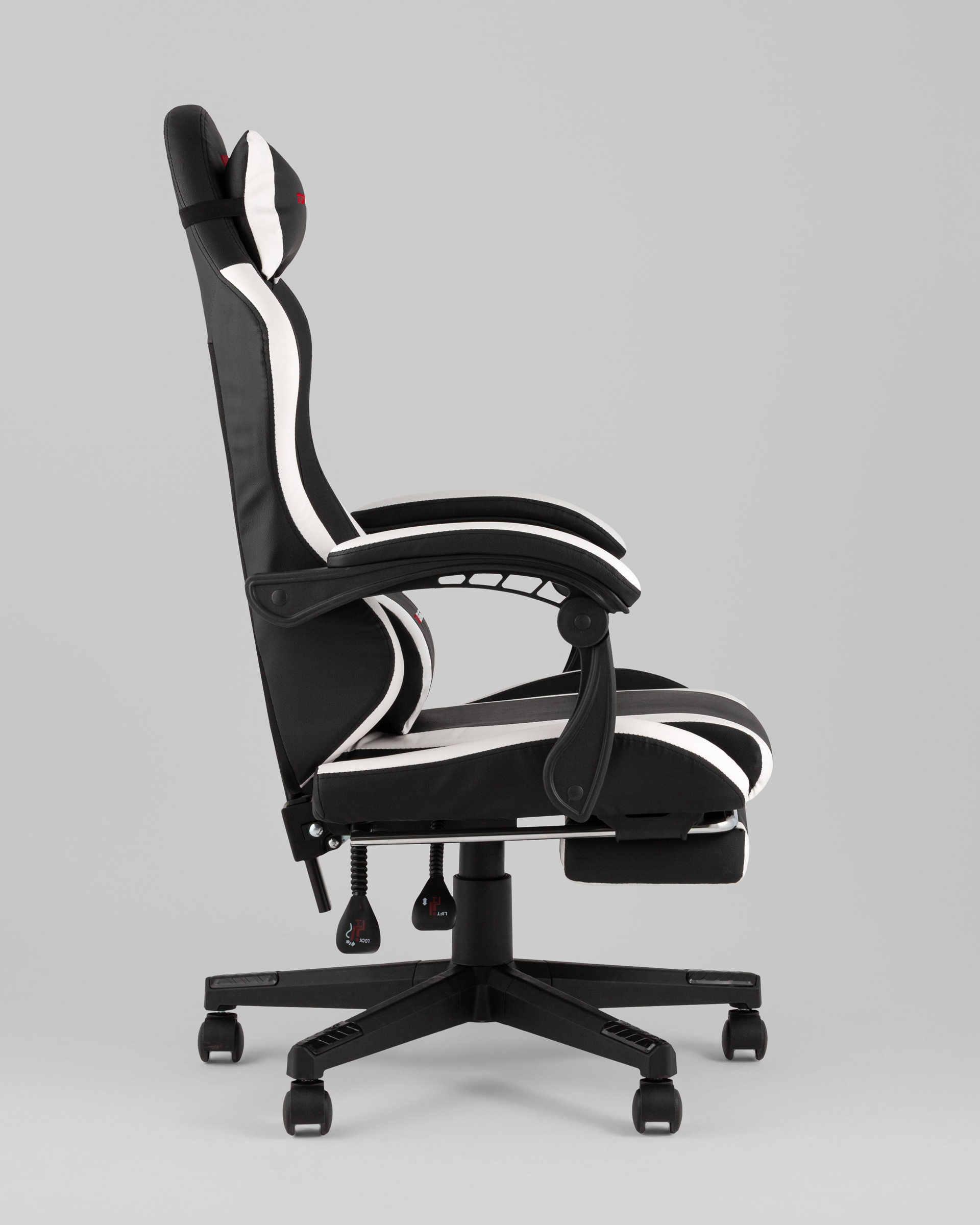 Кресло спортивное TopChairs Prophet с оттоманкой черно-белый — изображение 6