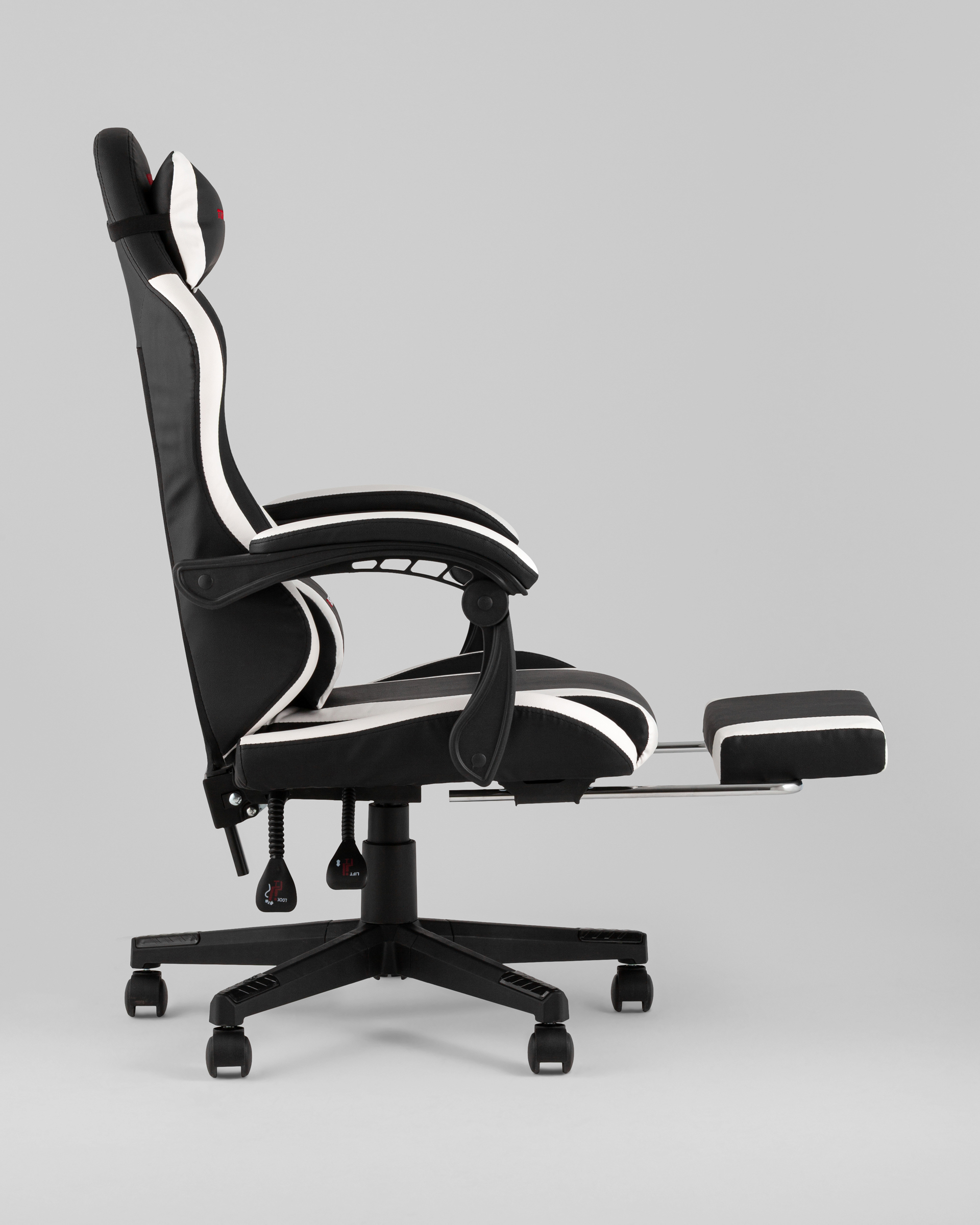 Кресло спортивное TopChairs Prophet с оттоманкой черно-белый — изображение 7