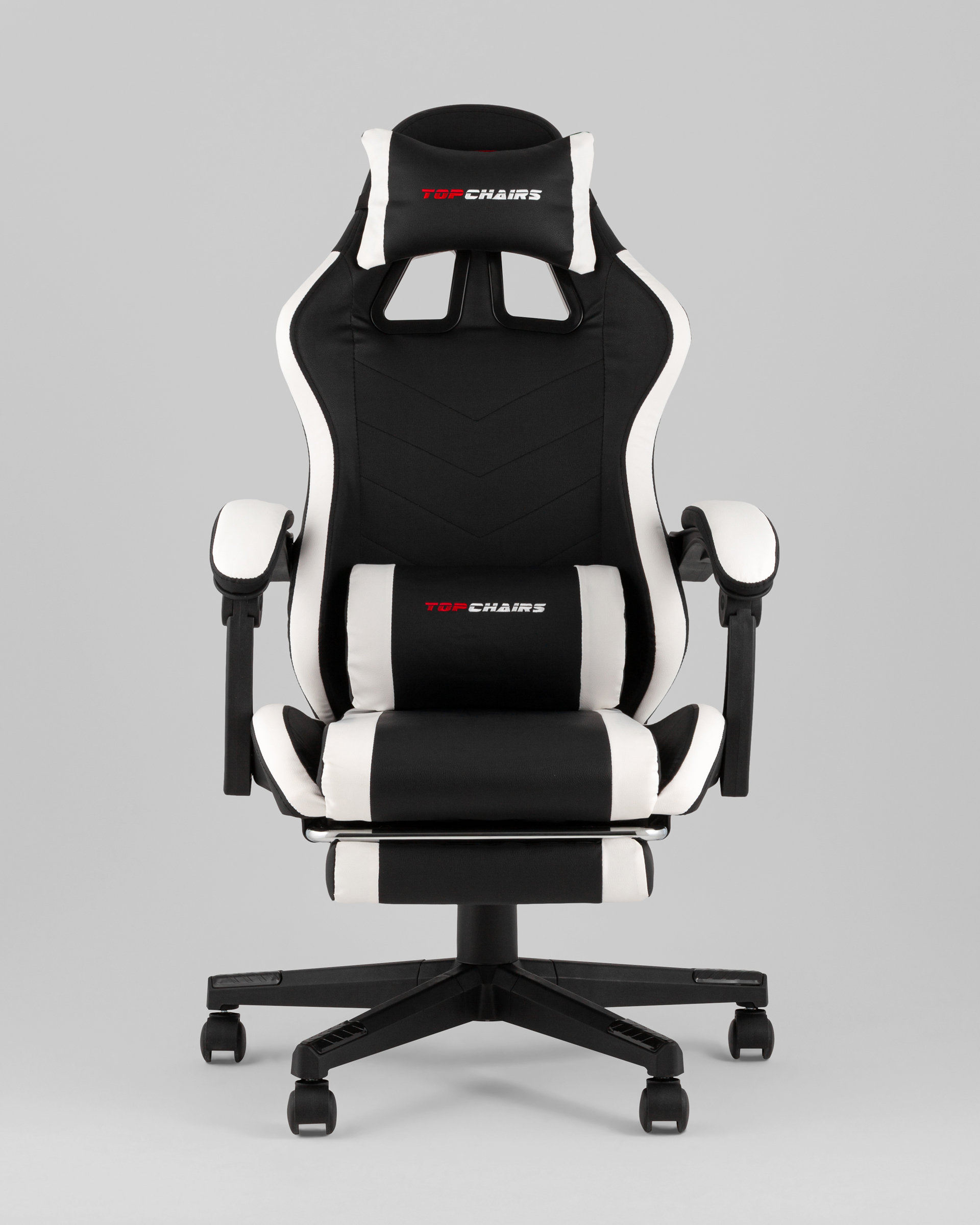 Кресло спортивное TopChairs Prophet с оттоманкой черно-белый — изображение 5