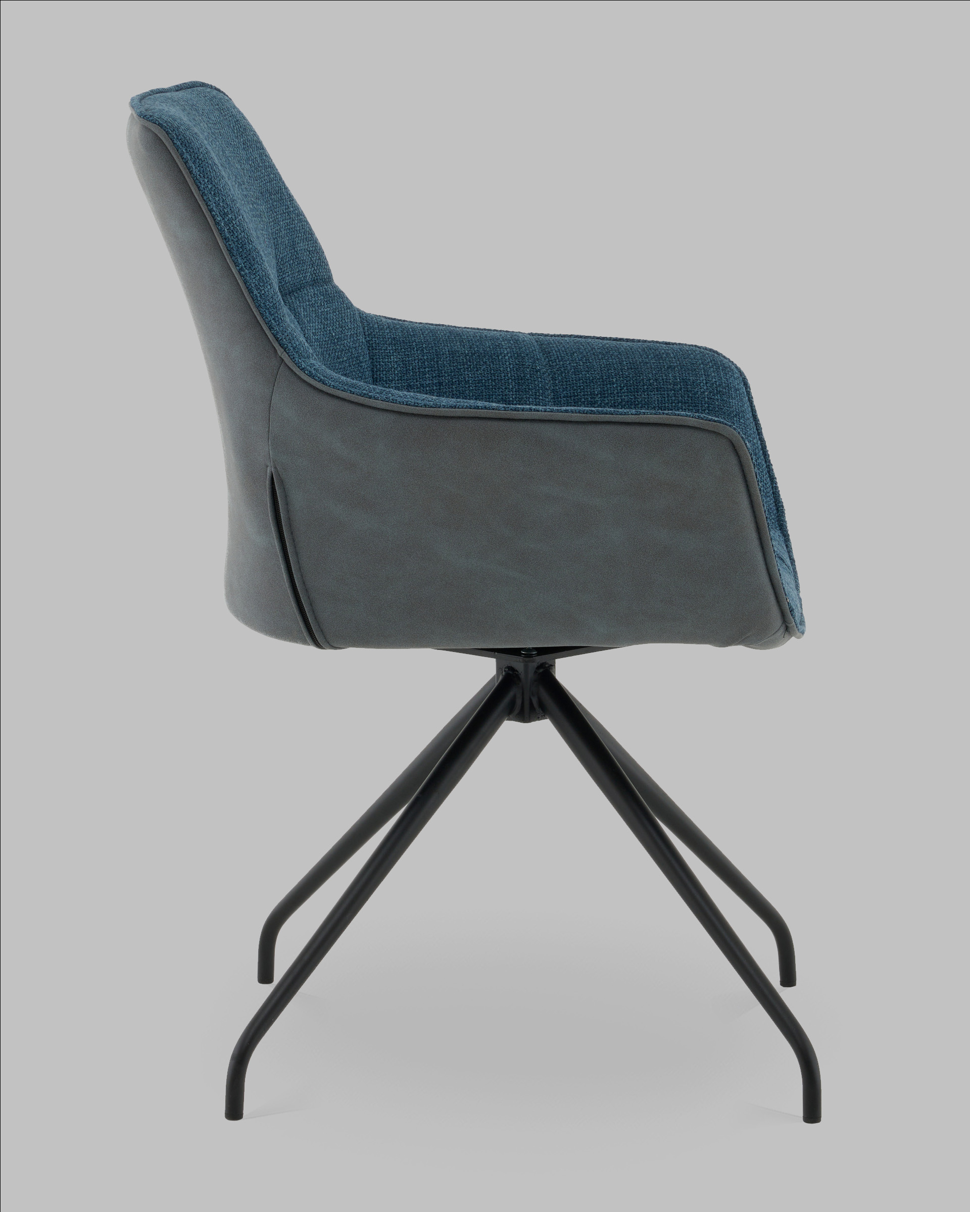 Кресло вращающееся Кимберли рогожка/замша синий — изображение 4