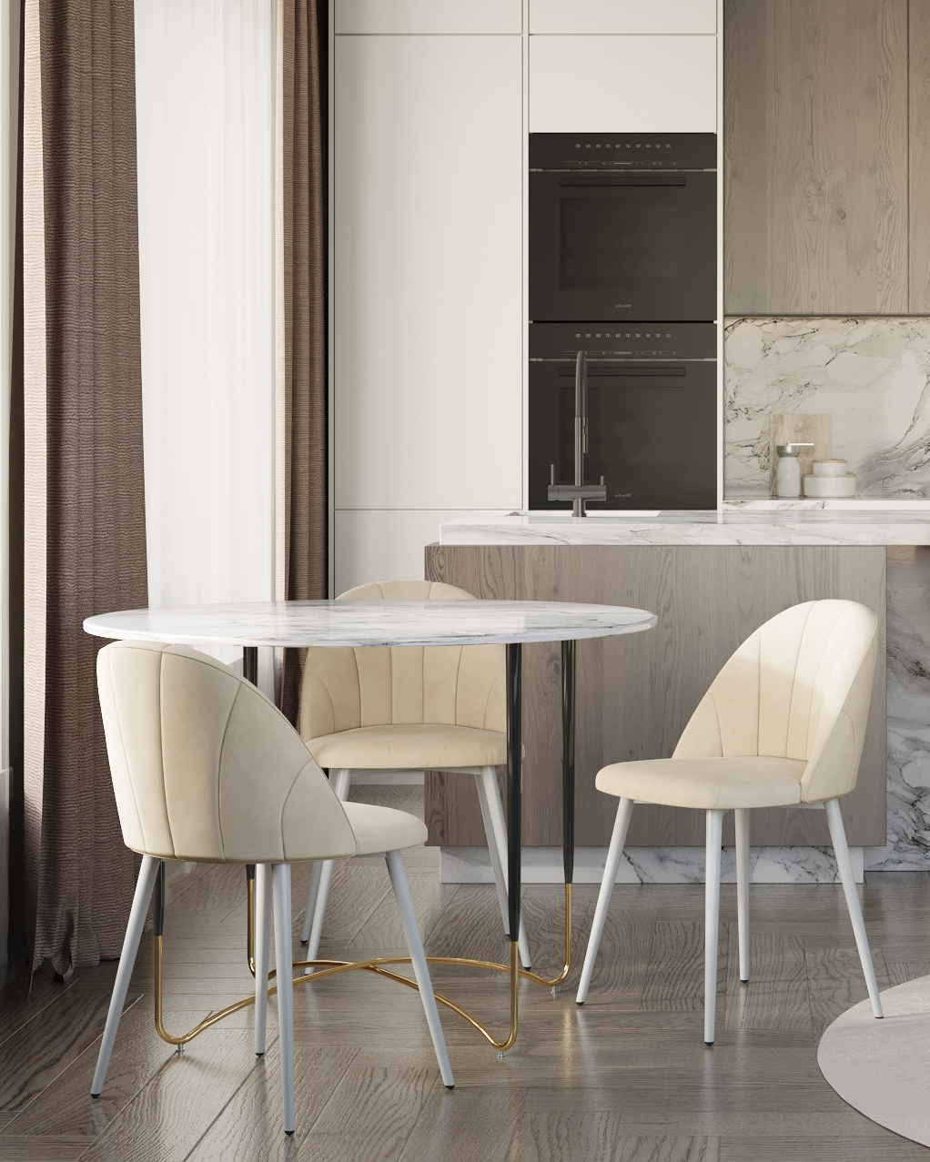 Стол обеденный Даймакс 110*110 белый мрамор — изображение 4