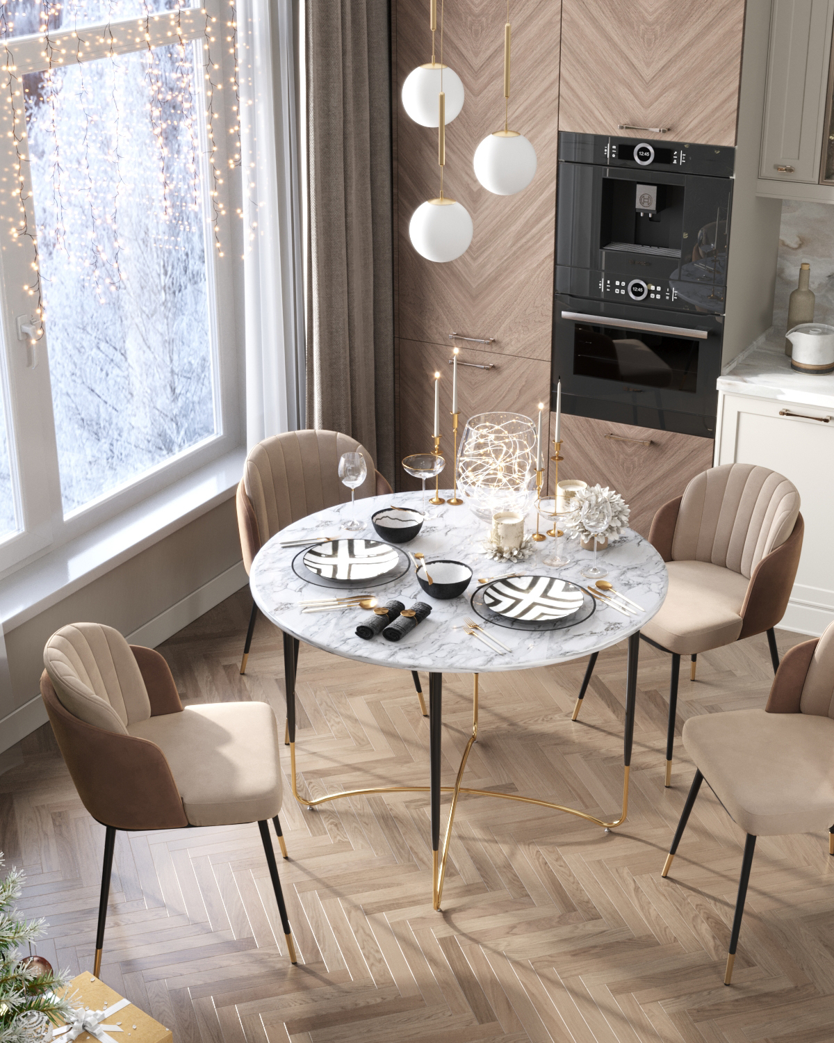 Стол обеденный Даймакс 110*110 белый мрамор — изображение 5