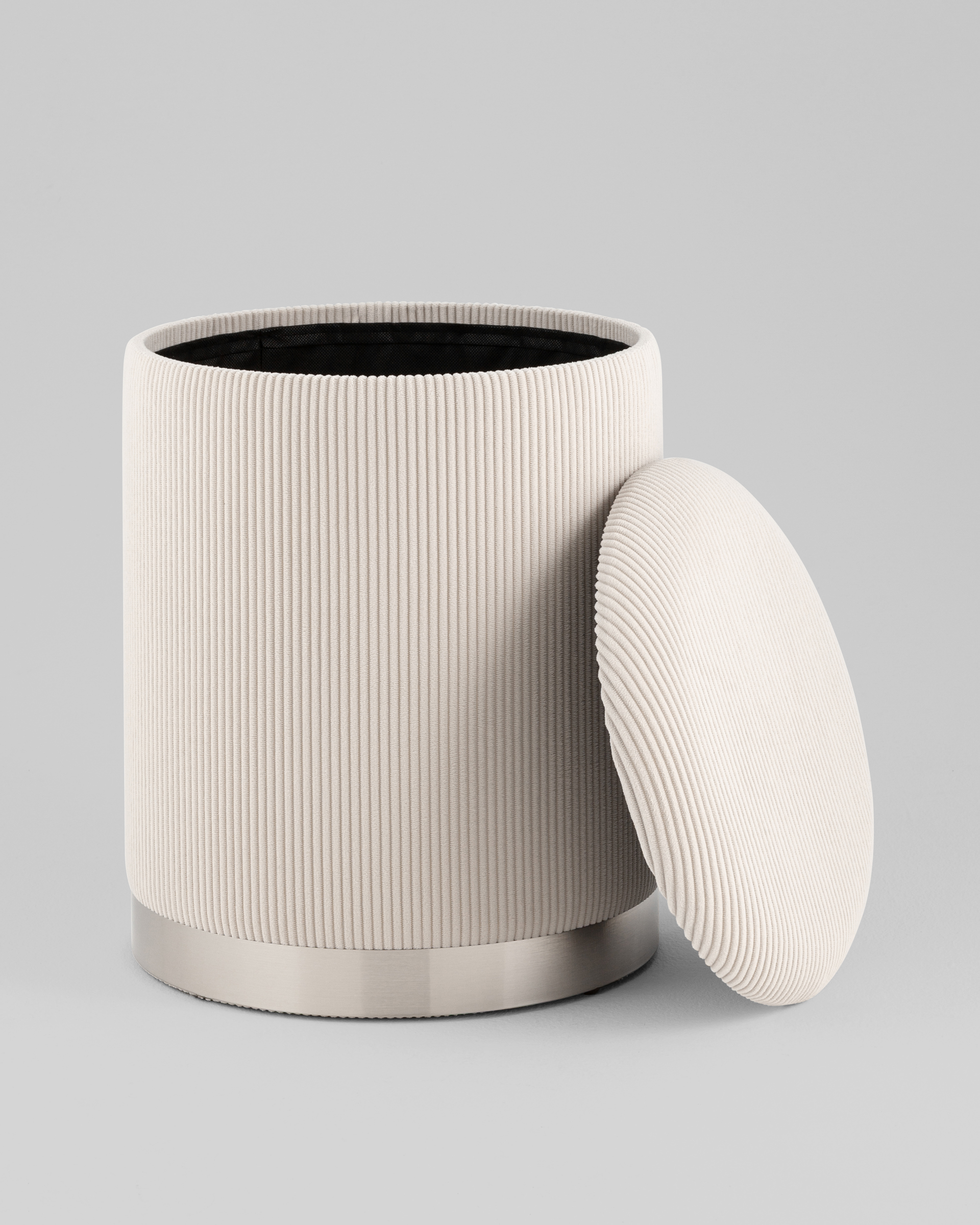 Пуф Эмили с ящиком серебро вельвет молочный — изображение 5