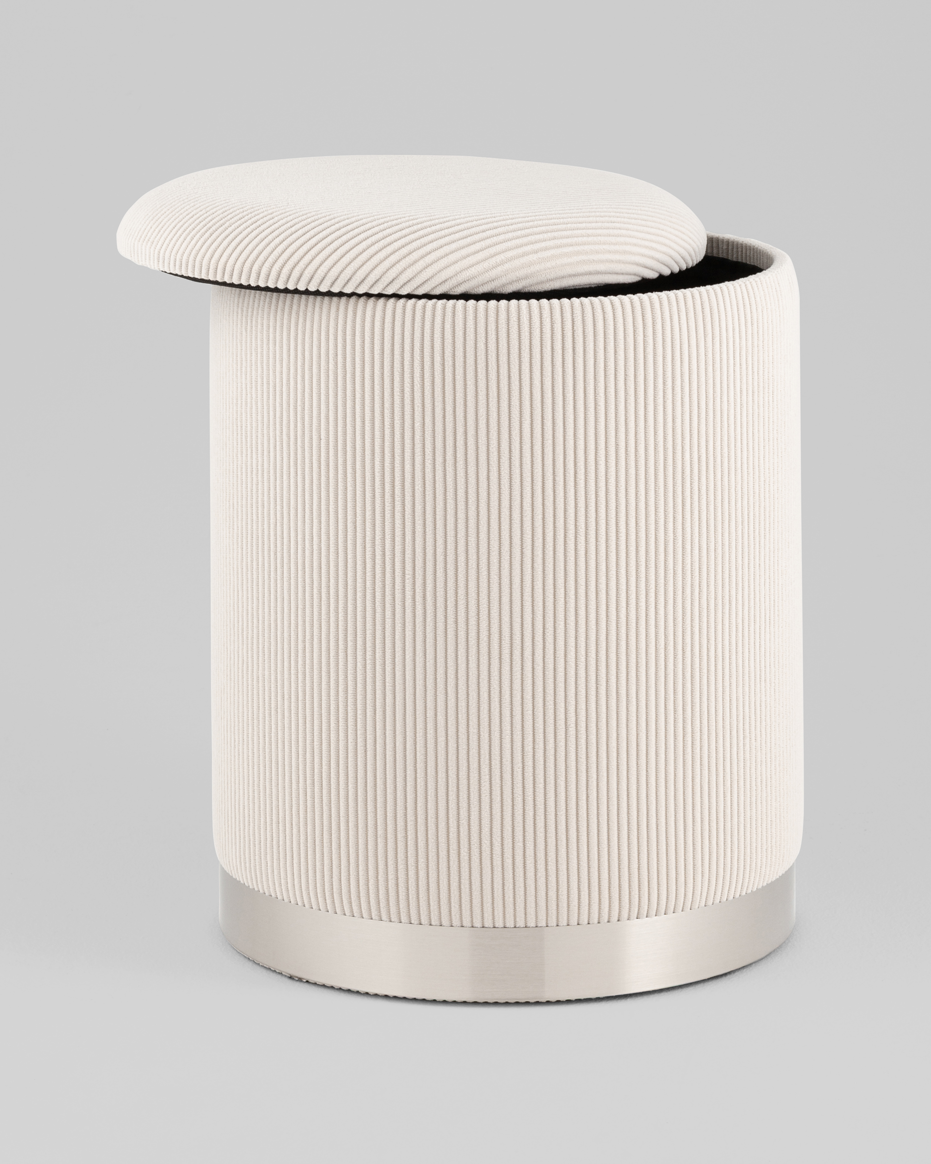 Пуф Эмили с ящиком серебро вельвет молочный — изображение 7