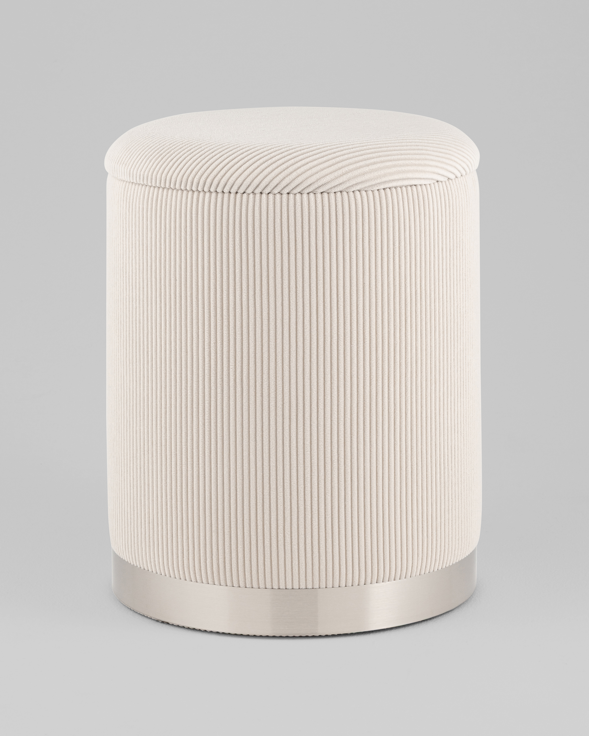 Пуф Эмили с ящиком серебро вельвет молочный — изображение 2