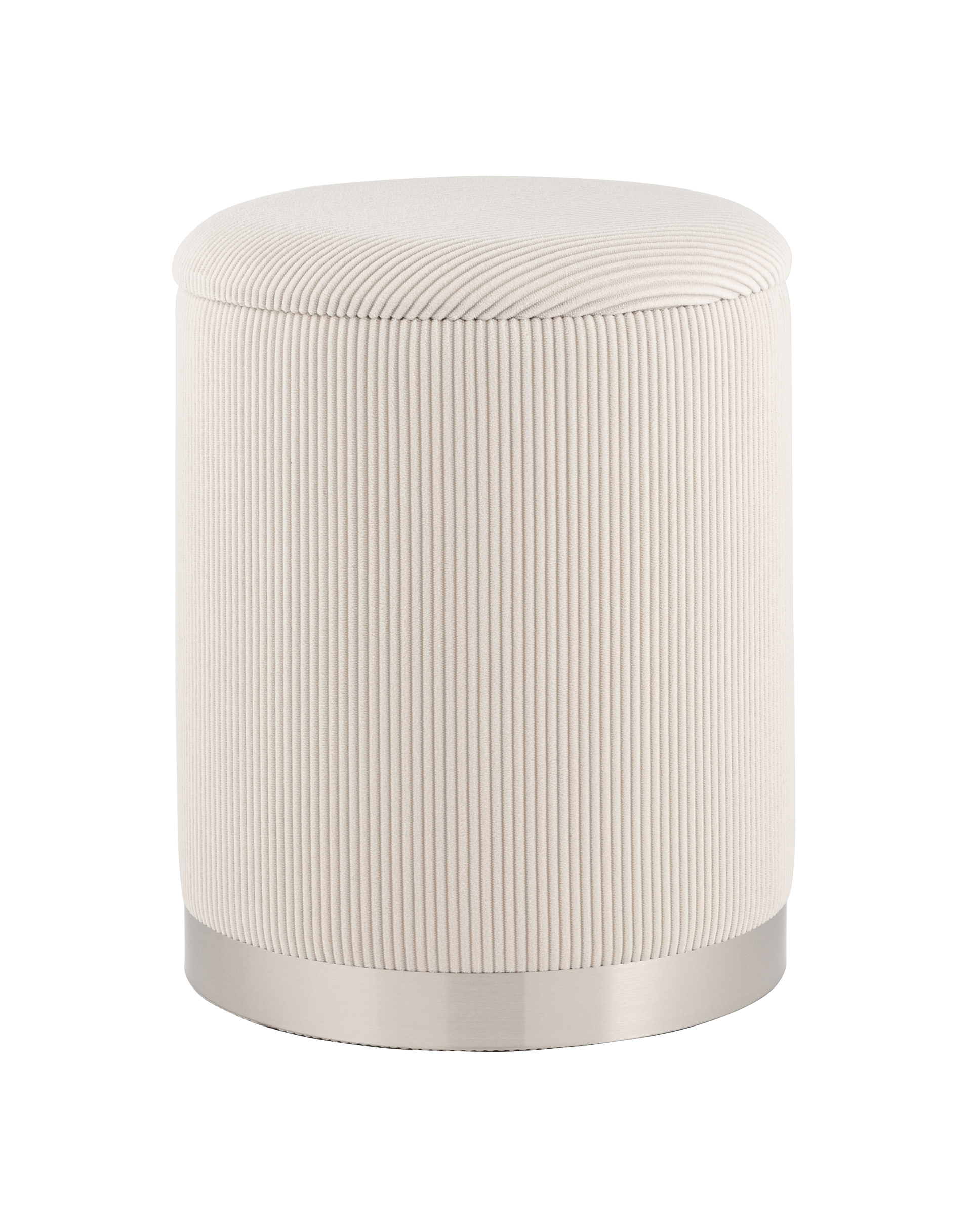 Пуф Эмили с ящиком серебро вельвет молочный