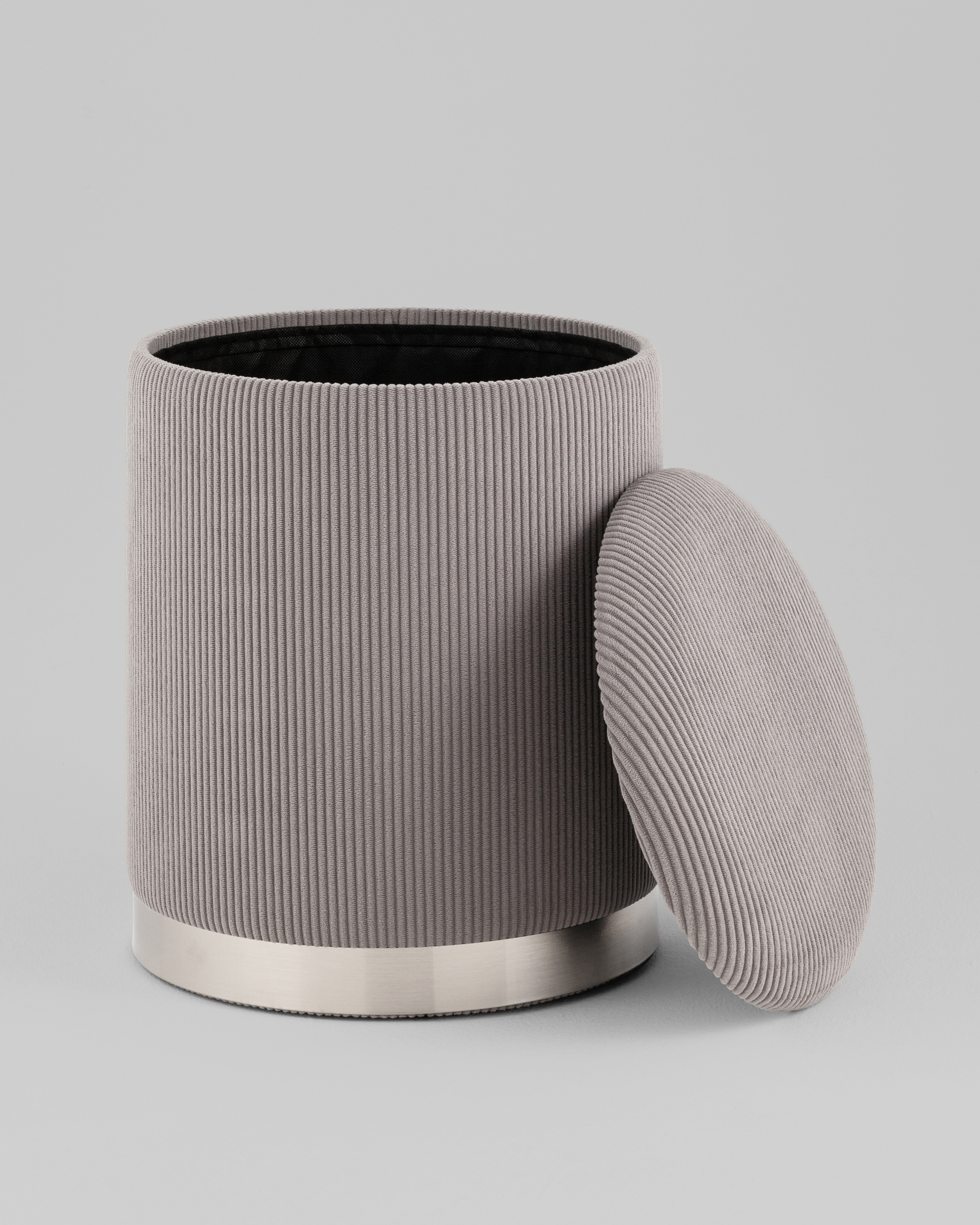 Пуф Эмили с ящиком серебро вельвет серый — изображение 3