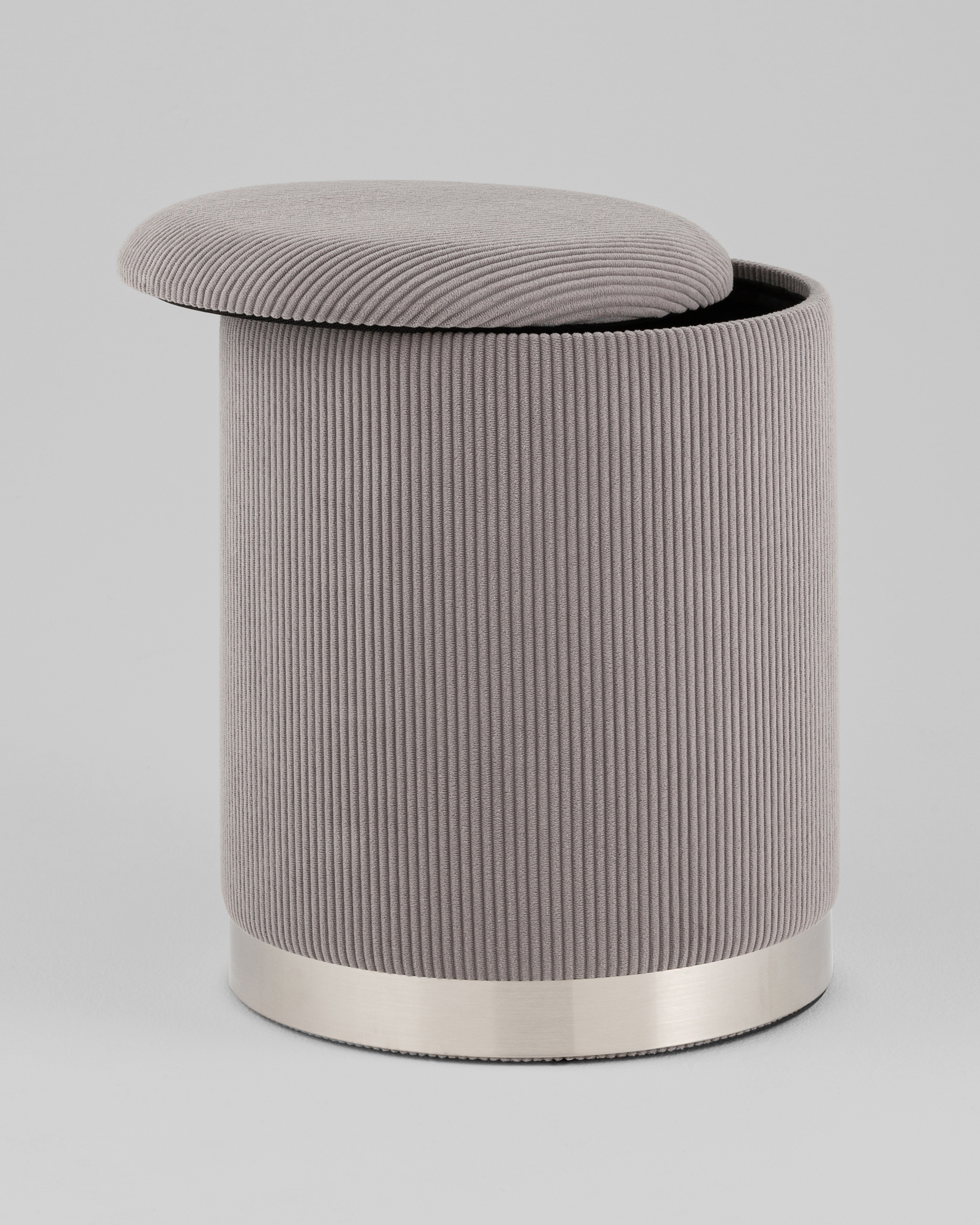 Пуф Эмили с ящиком серебро вельвет серый — изображение 5