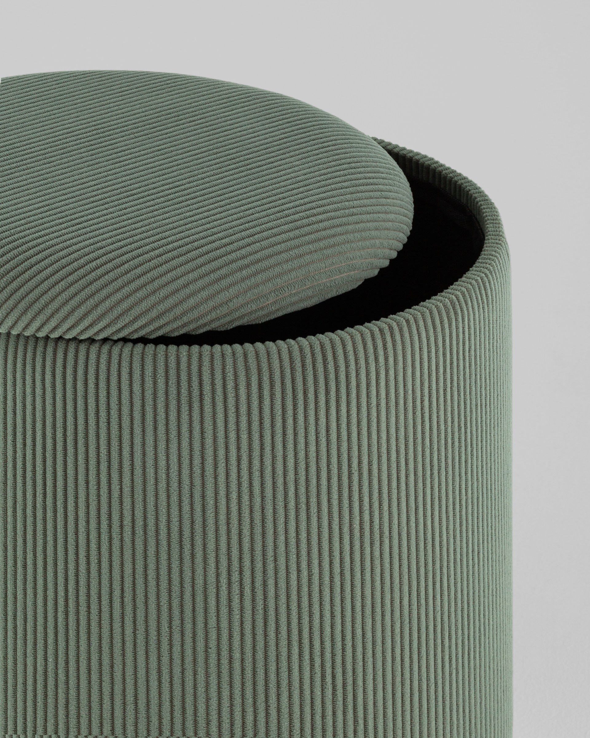 Пуф Эмили с ящиком серебро вельвет зелёный — изображение 4