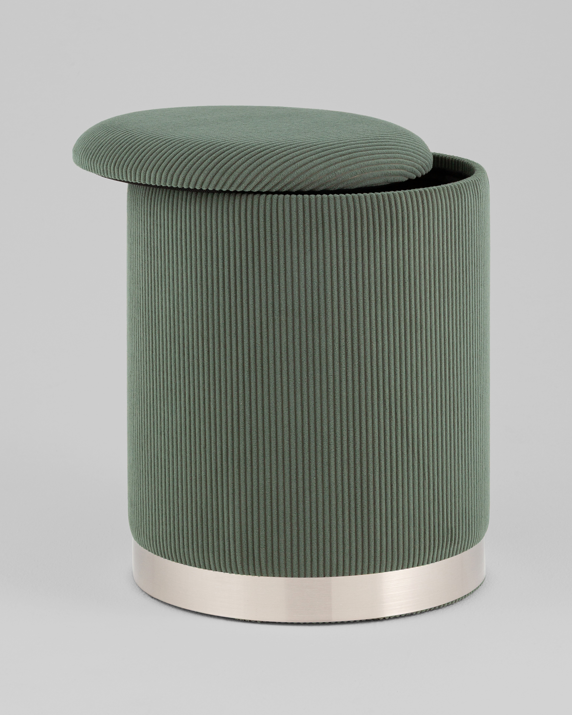 Пуф Эмили с ящиком серебро вельвет зелёный — изображение 5