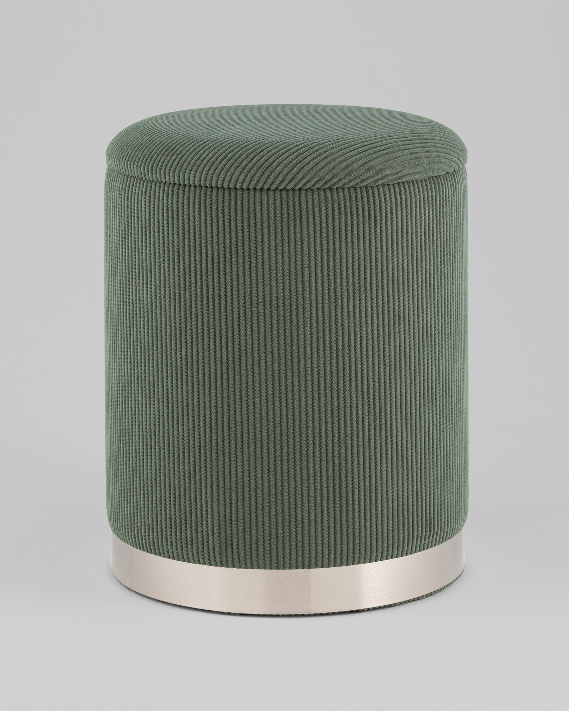 Пуф Эмили с ящиком серебро вельвет зелёный — изображение 2