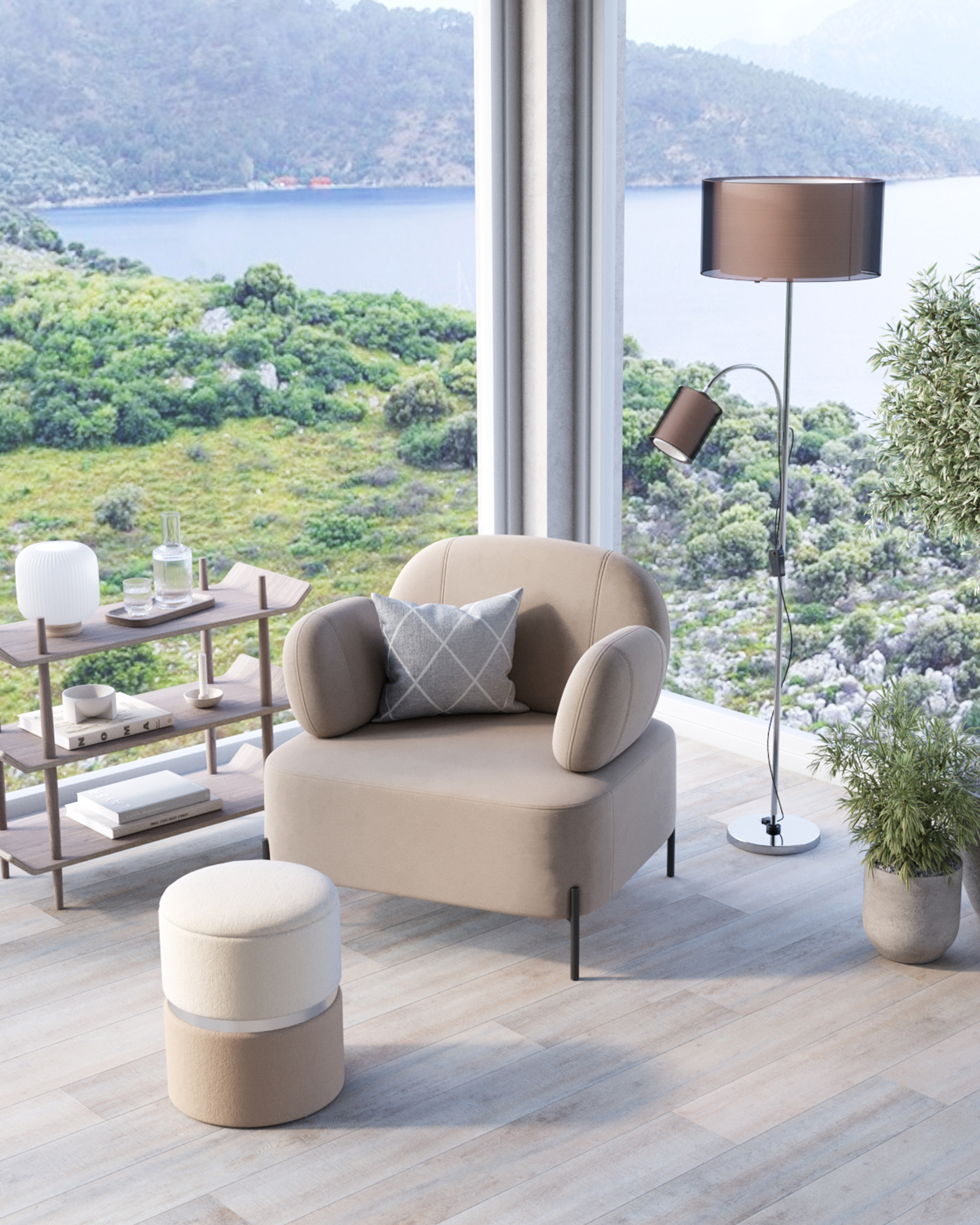 Пуф Кэрри с ящиком серебро шенилл серо-бежевый — изображение 4