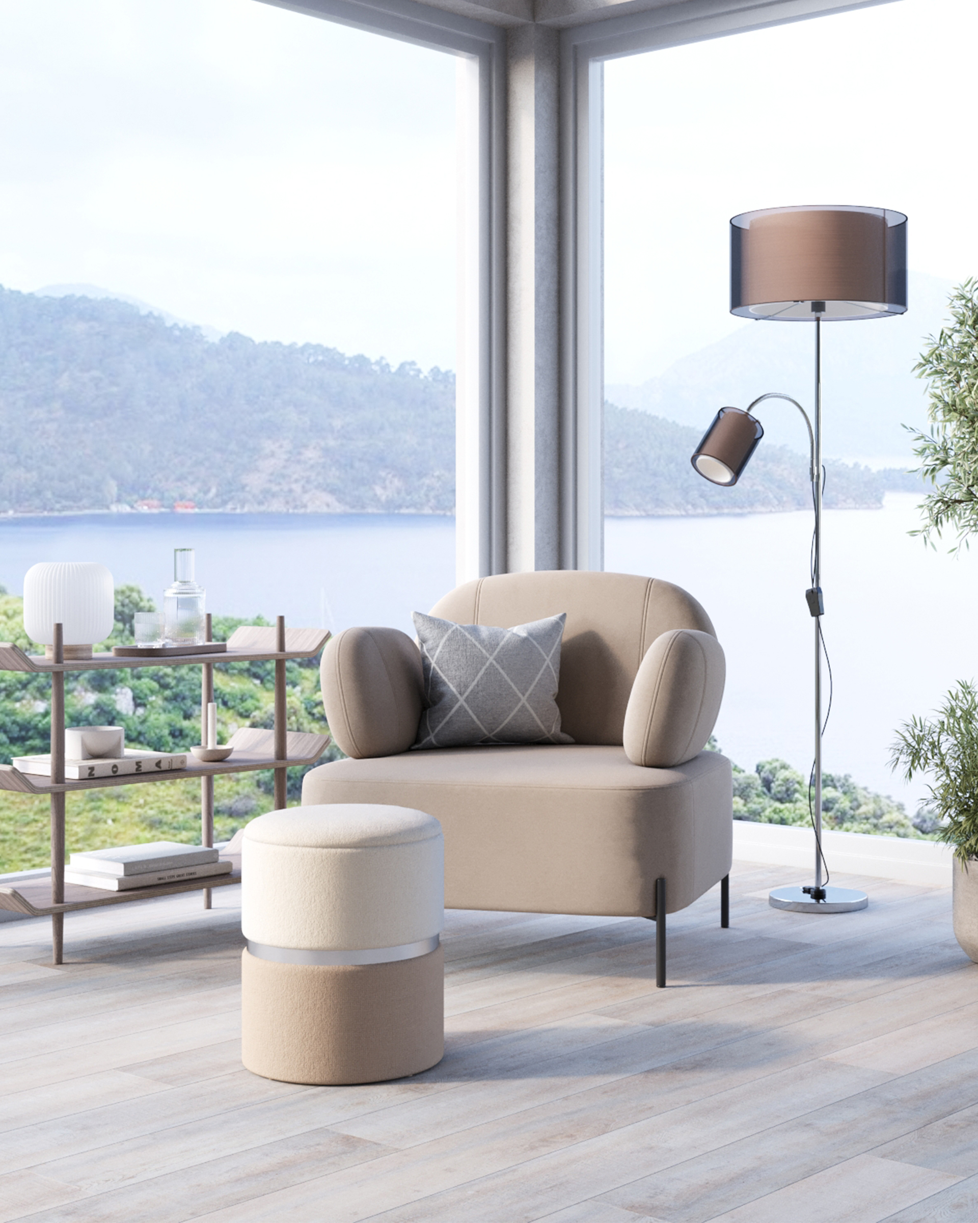 Пуф Кэрри с ящиком серебро шенилл серо-бежевый — изображение 3