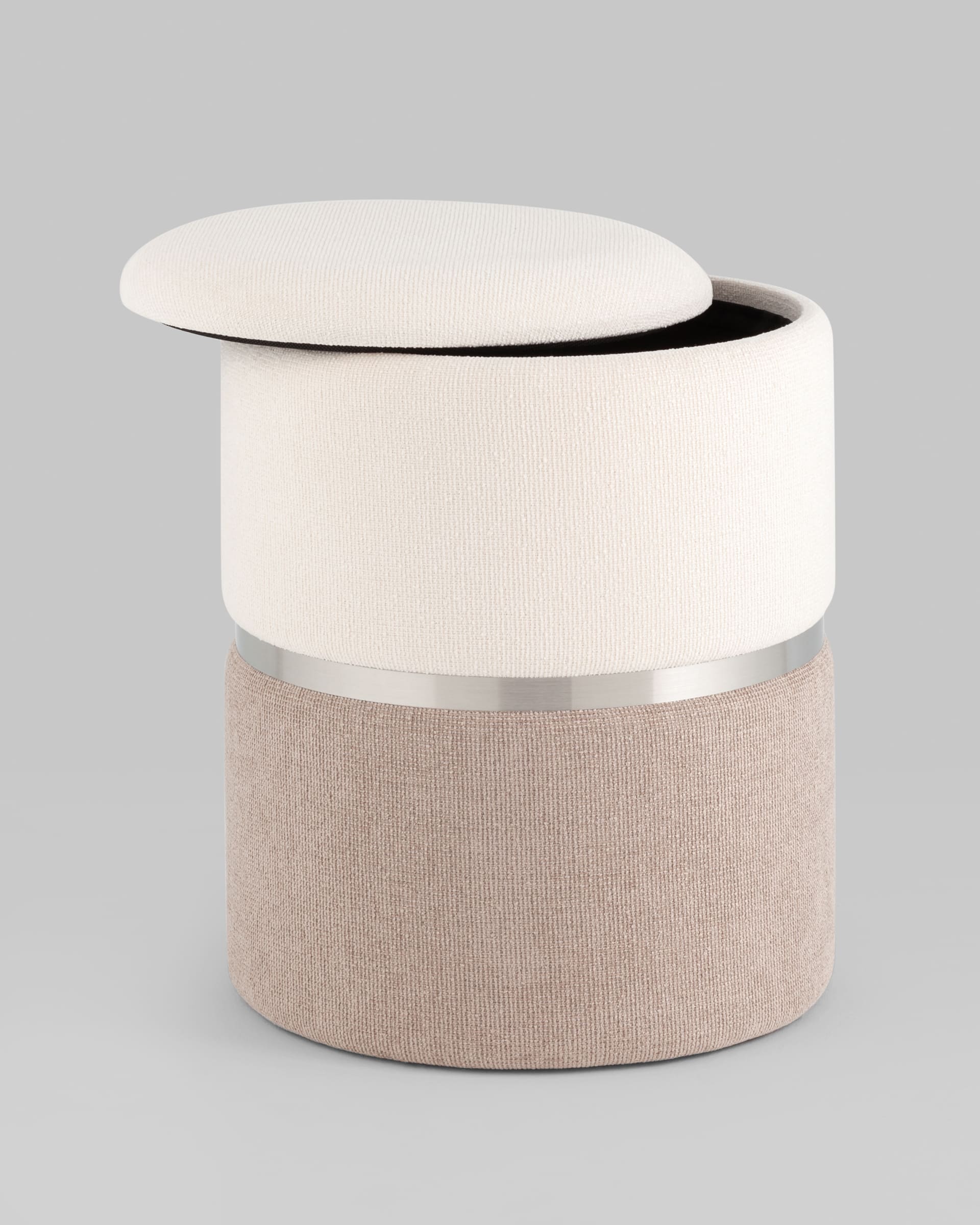 Пуф Кэрри с ящиком серебро шенилл серо-бежевый — изображение 5