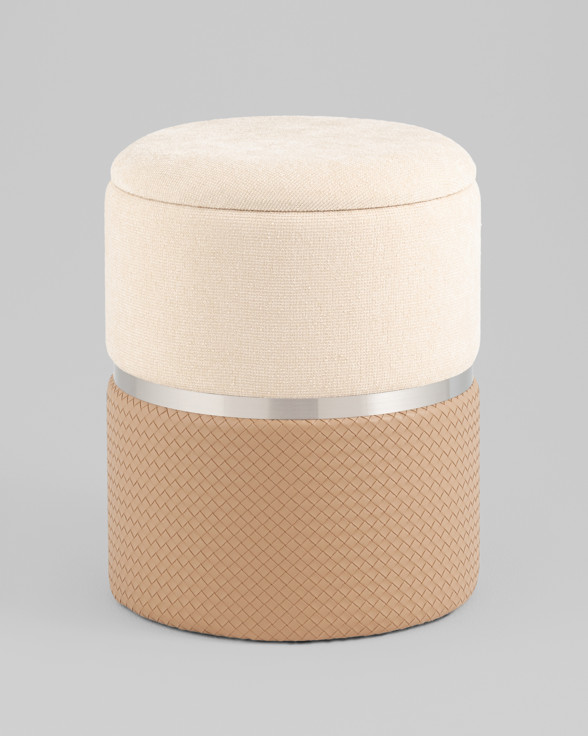 Пуф Кэрри с ящиком серебро шенилл бежевый — изображение 2