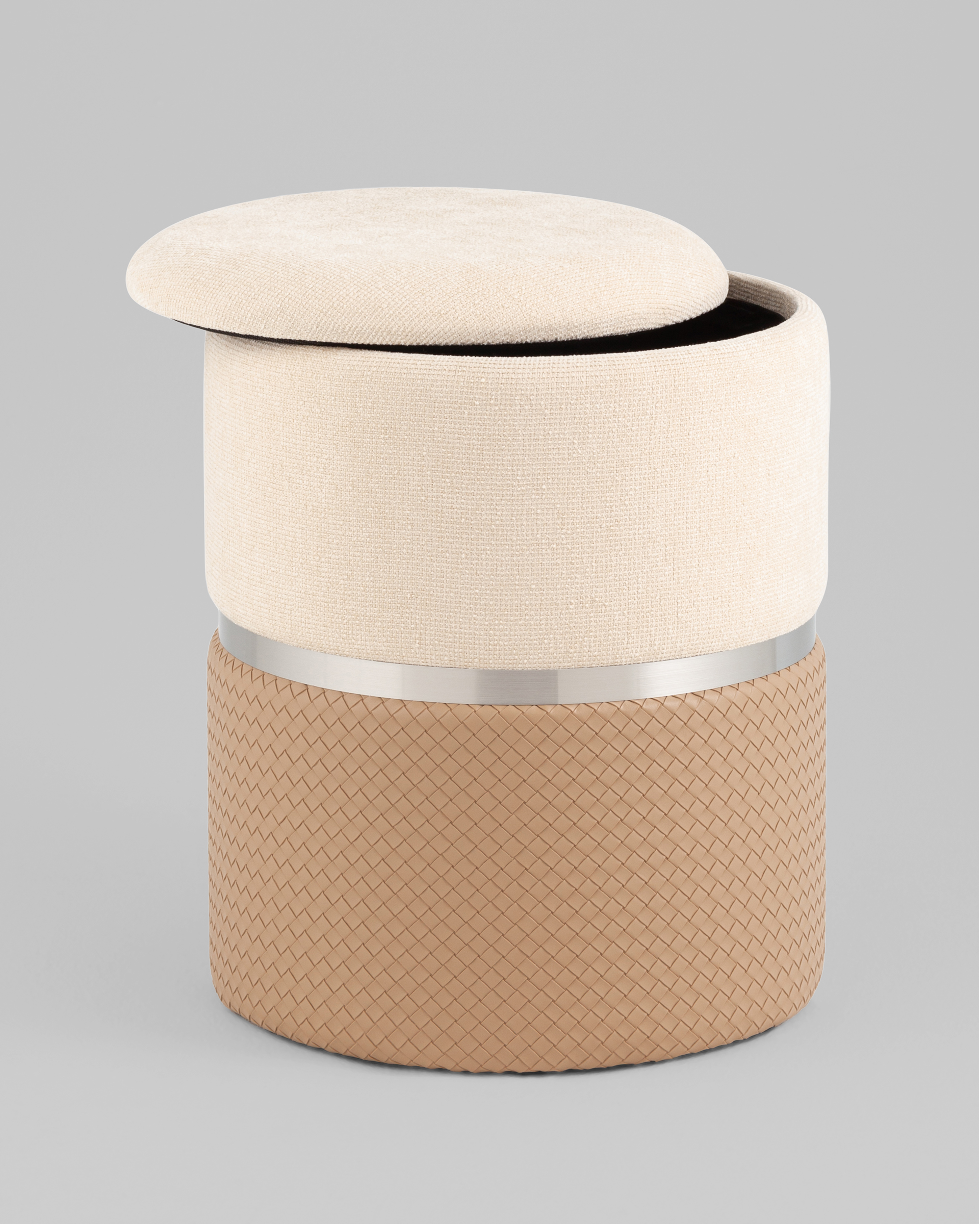 Пуф Кэрри с ящиком серебро шенилл бежевый — изображение 3