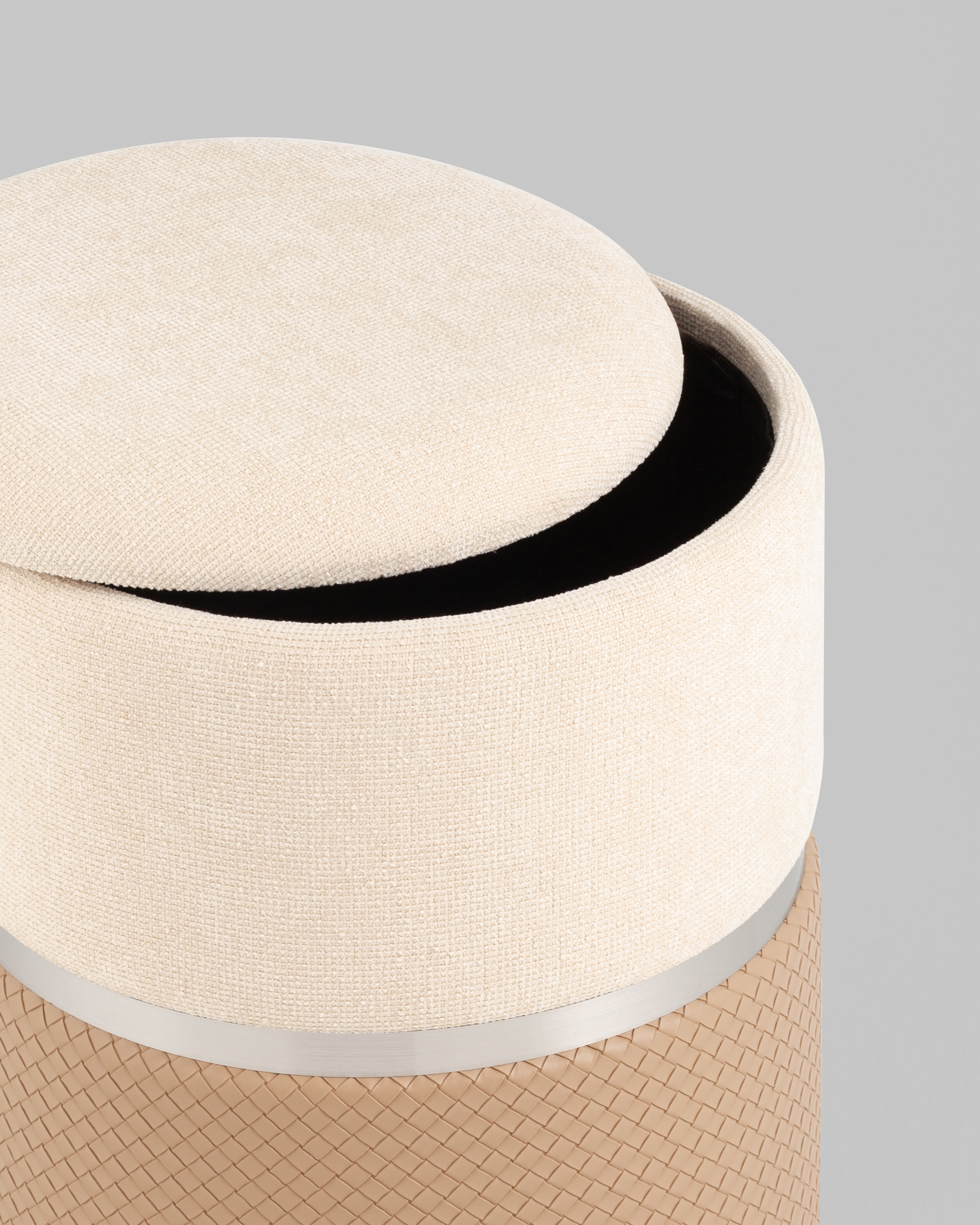 Пуф Кэрри с ящиком серебро шенилл бежевый — изображение 5