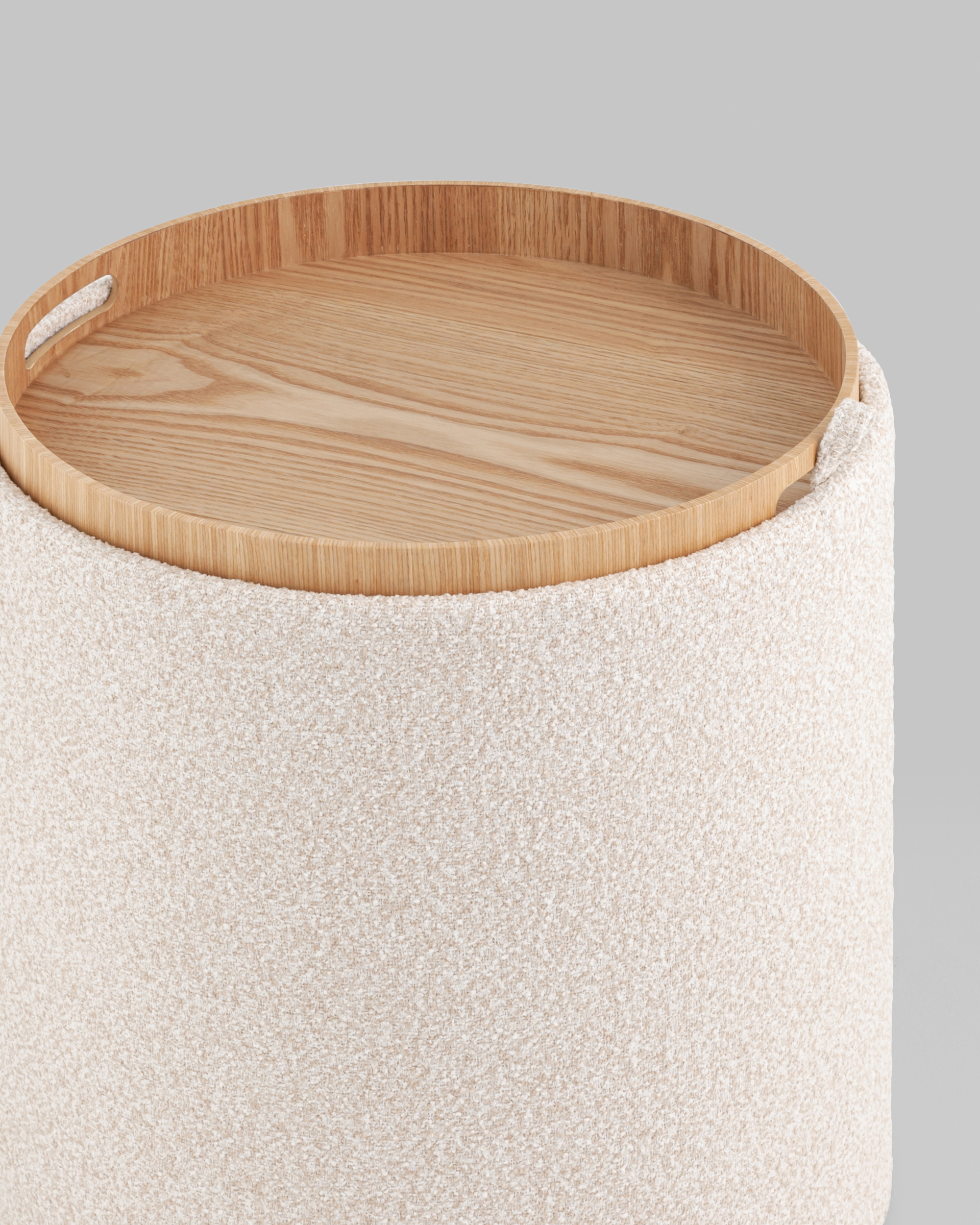 Пуф-столик с ящиком Хюгге S букле бежевый — изображение 5