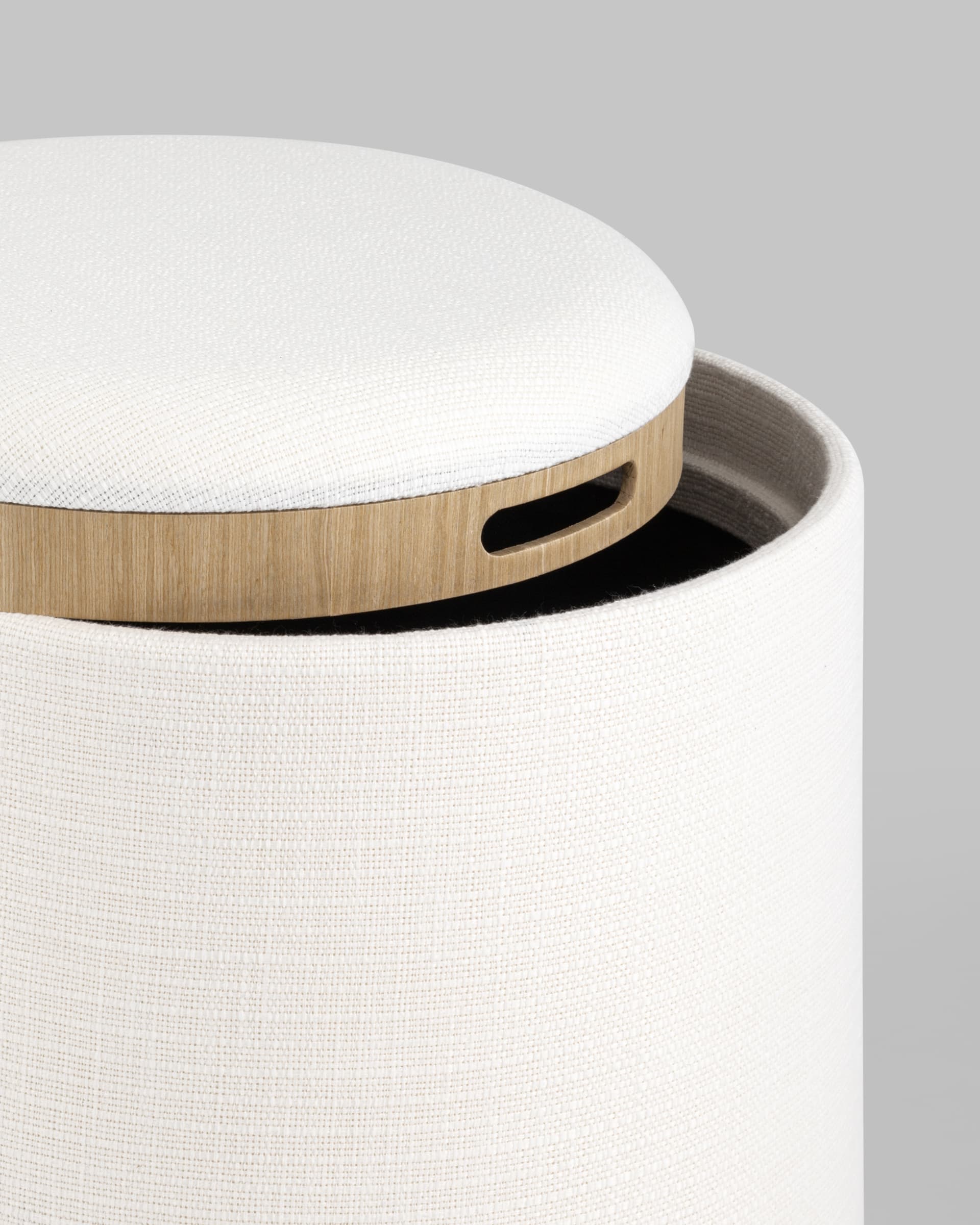 Пуф-столик с ящиком Хюгге S рогожка белый — изображение 8