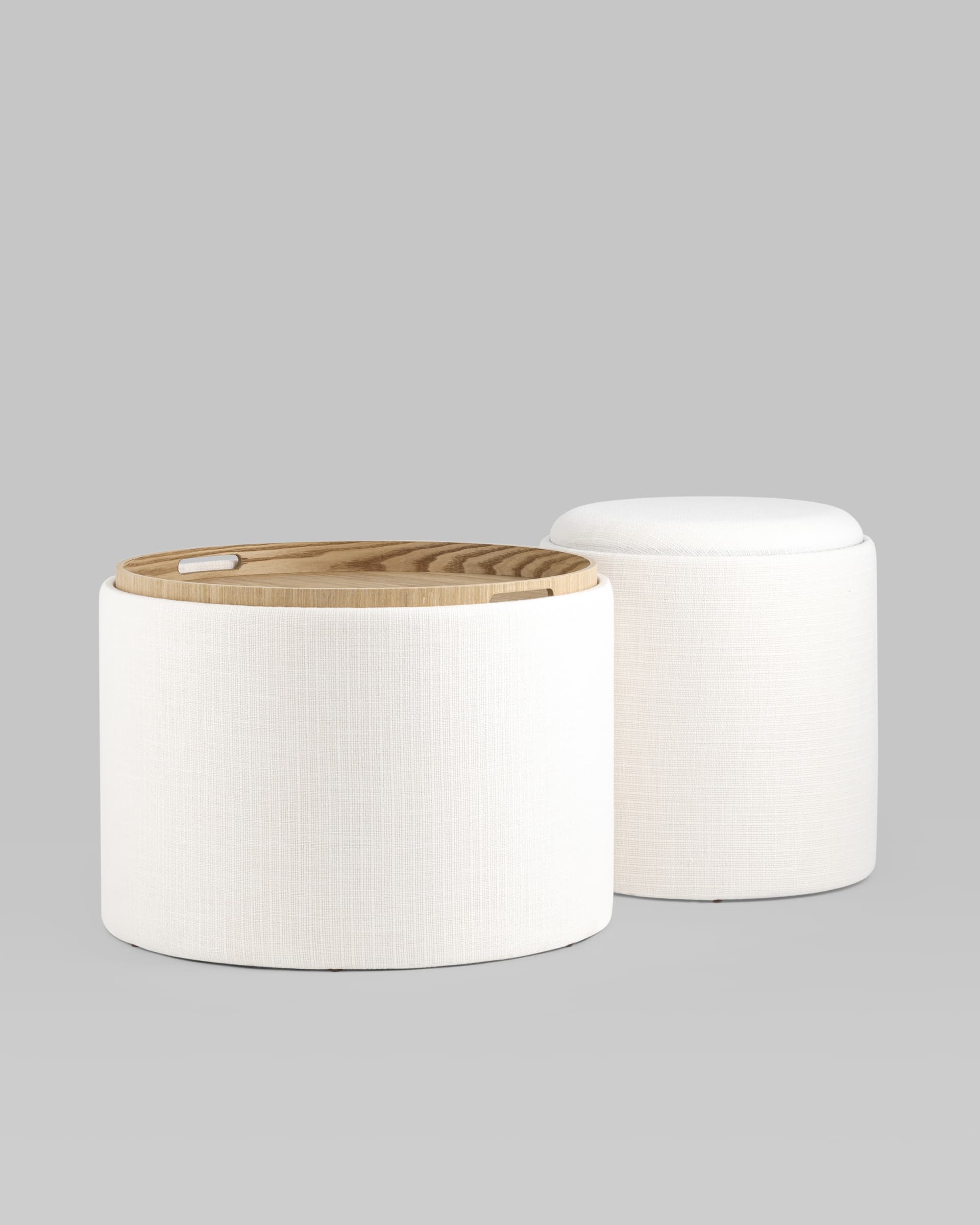 Пуф-столик с ящиком Хюгге S рогожка белый — изображение 9