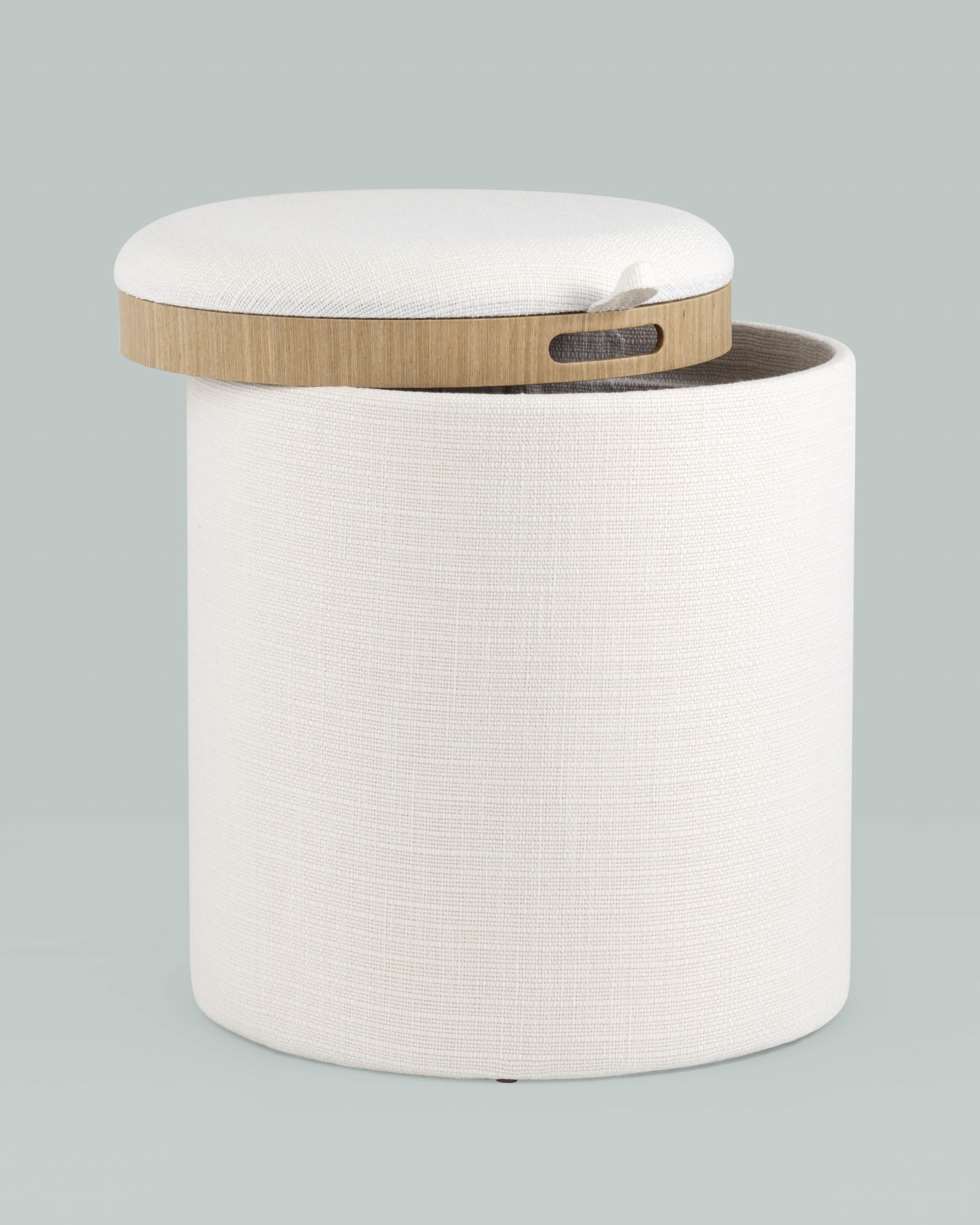 Пуф-столик с ящиком Хюгге S рогожка белый — изображение 5