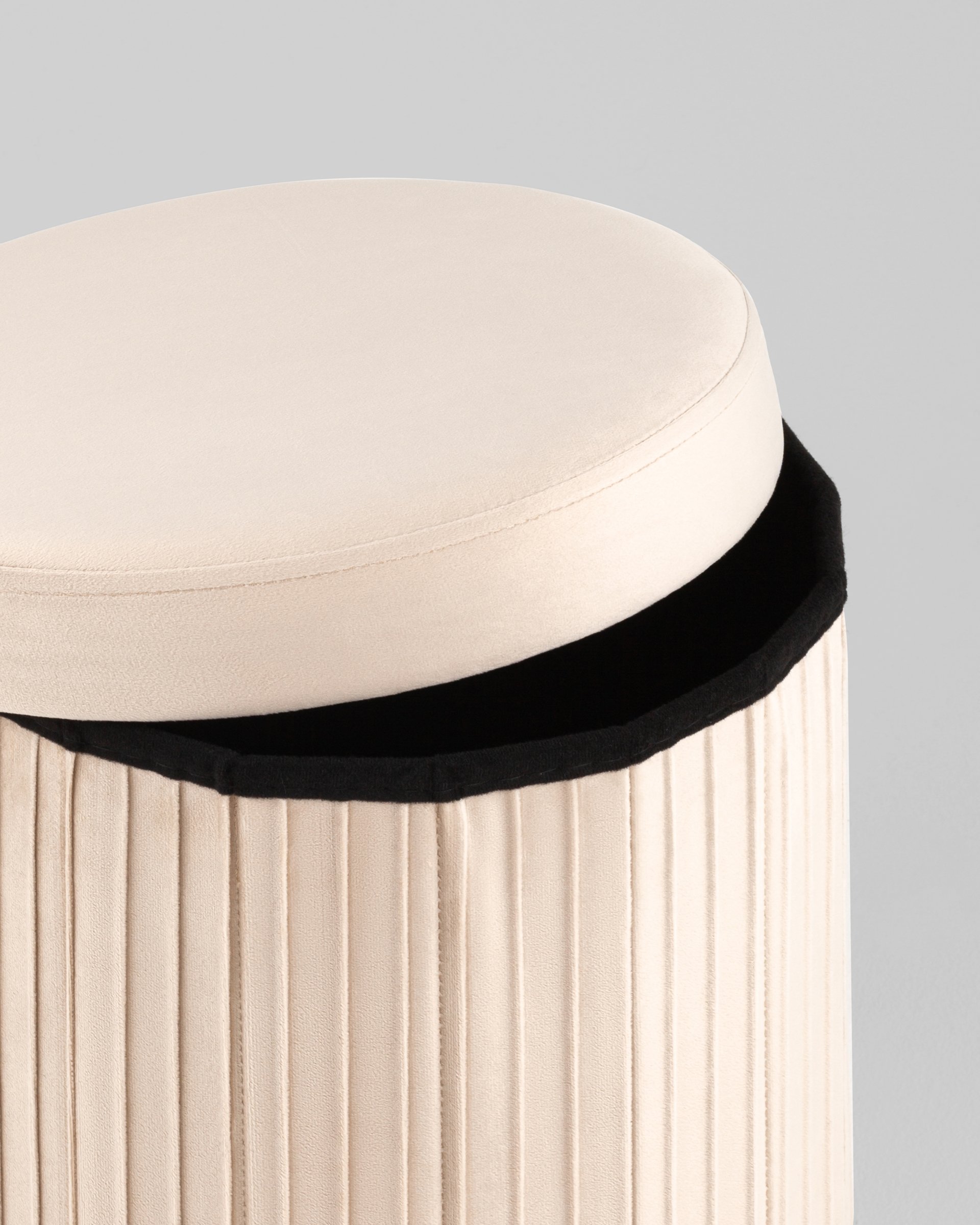 Пуф складной с ящиком Store Round бежевый — изображение 4