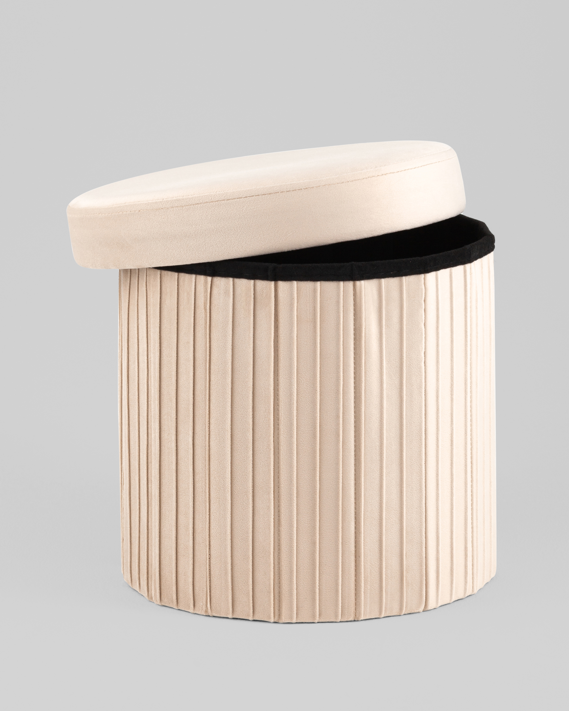 Пуф складной с ящиком Store Round бежевый — изображение 5