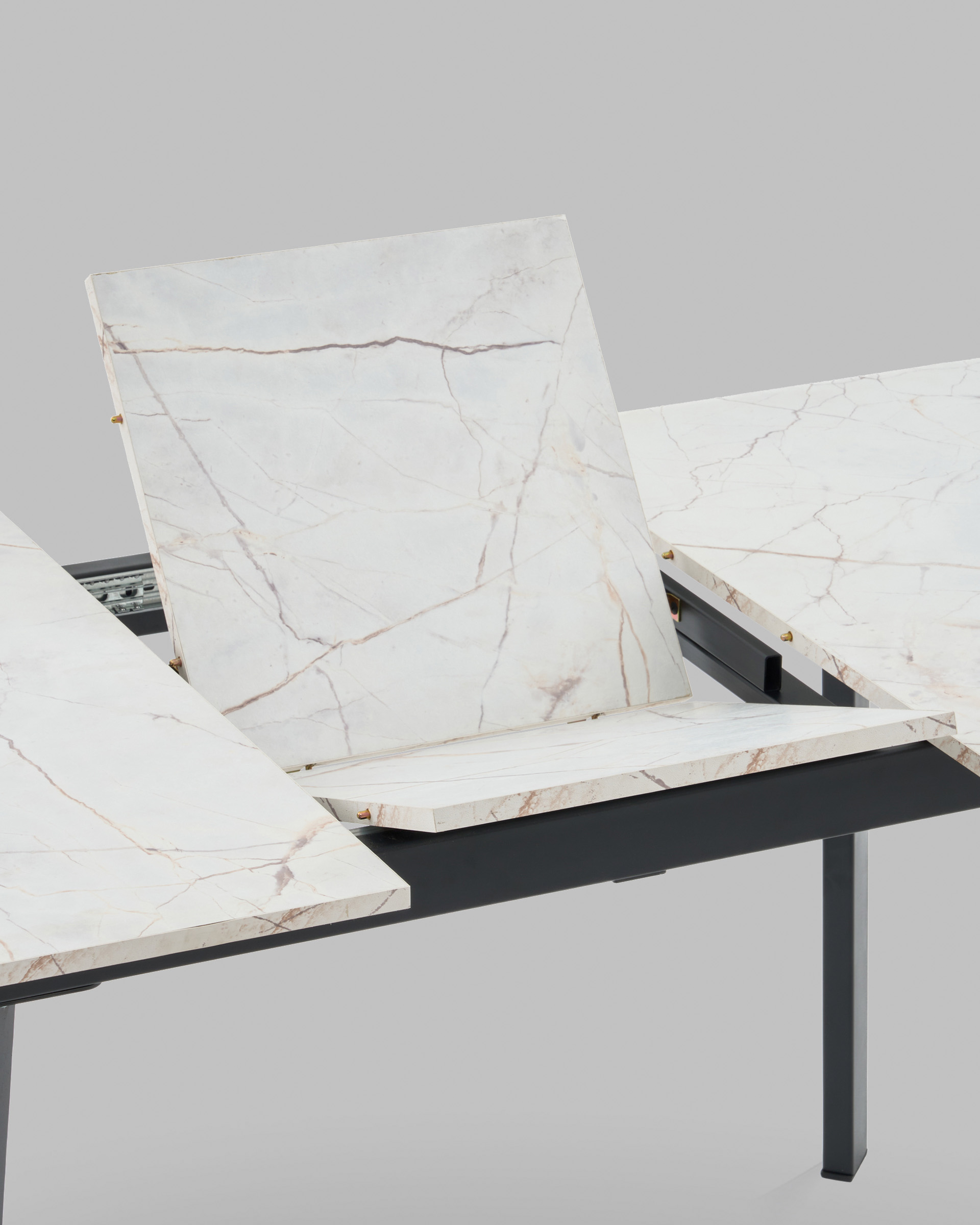 Стол Batu new 120-160/80/76 столешница ЛМДФ азул оникс подстолье металл черный — изображение 6