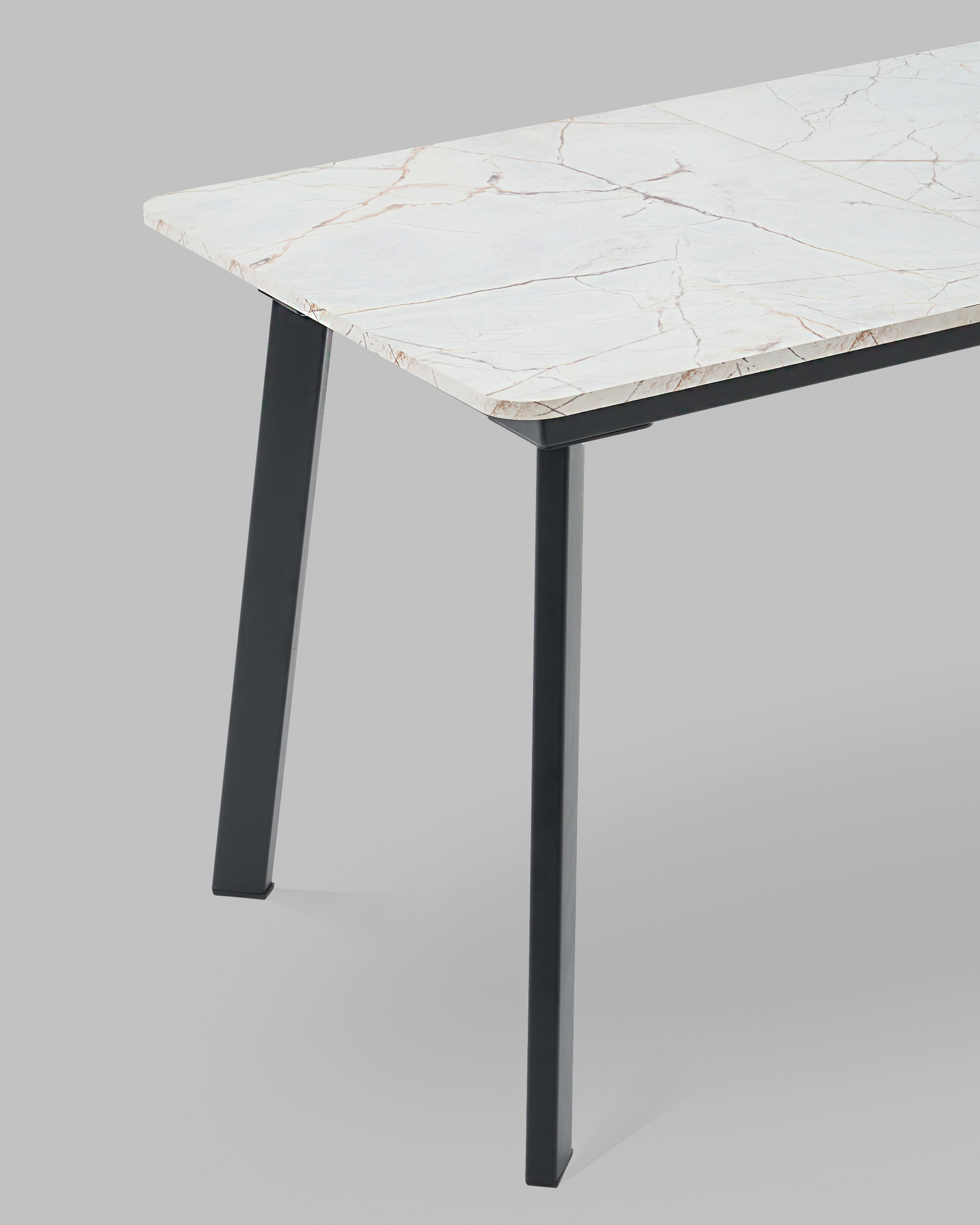 Стол Batu new 120-160/80/76 столешница ЛМДФ азул оникс подстолье металл черный — изображение 7